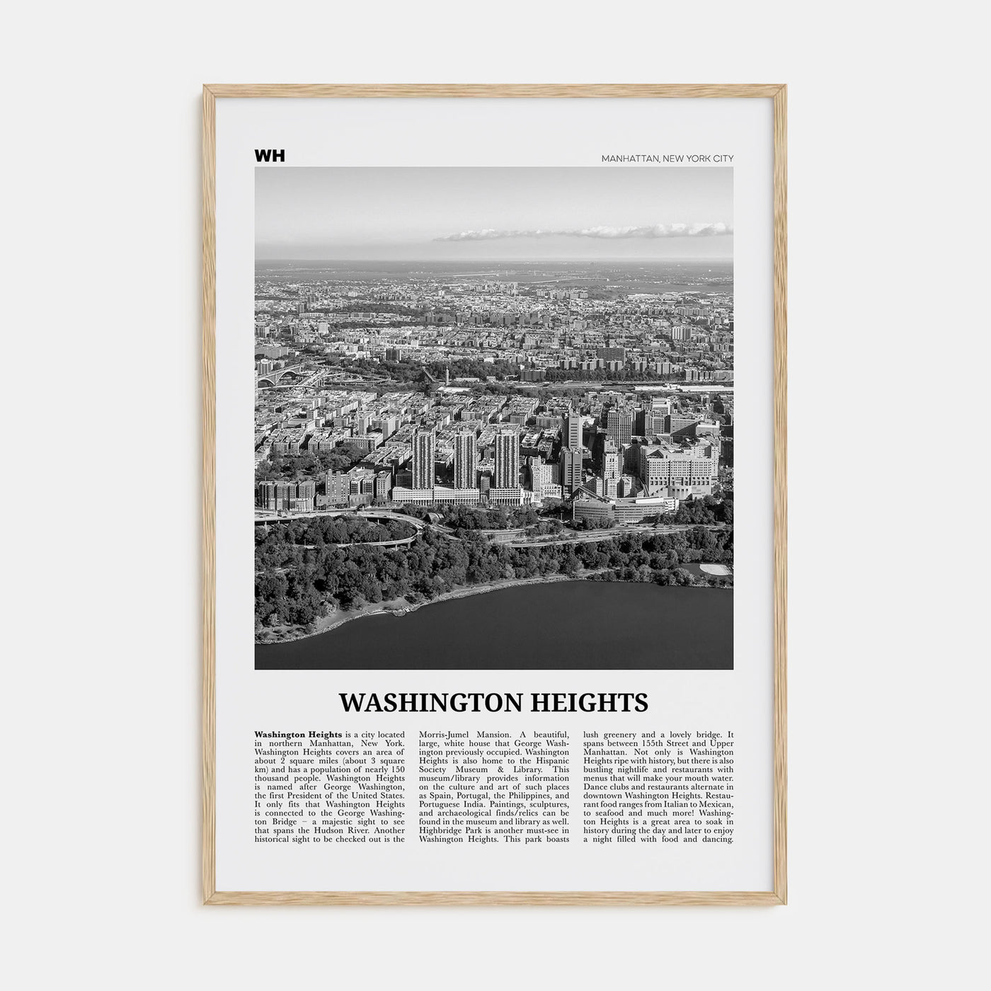 Washington Heights Travel B&W Poster