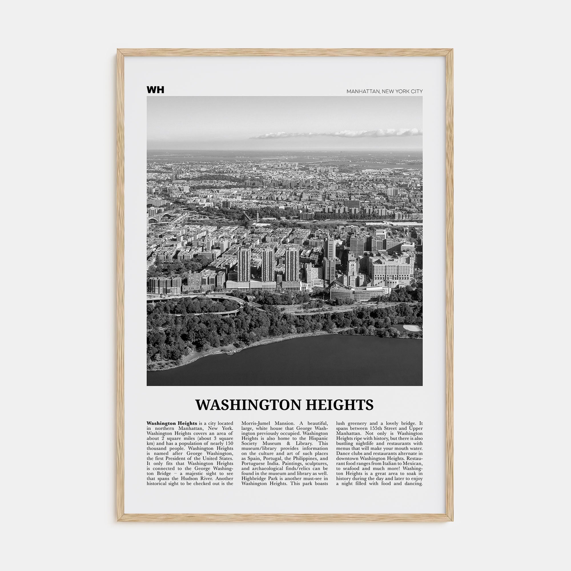 Washington Heights Travel B&W Poster