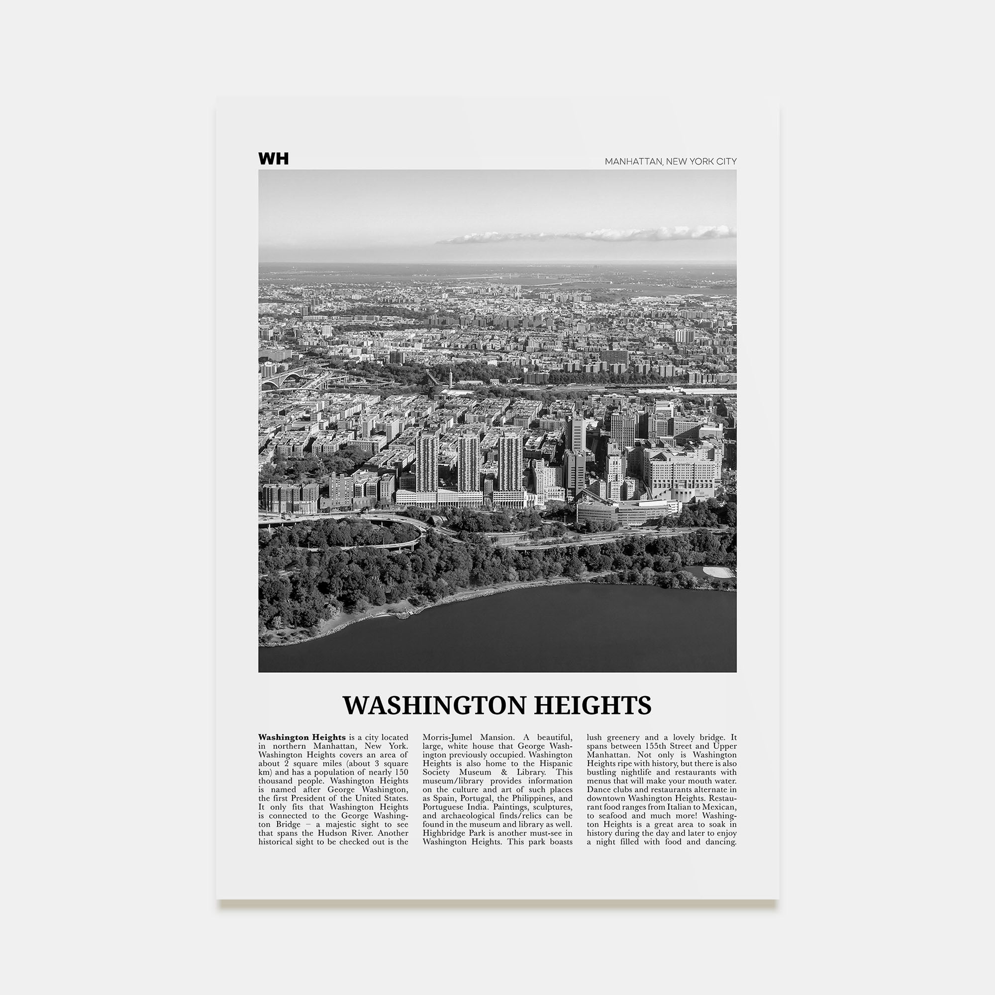 Washington Heights Travel B&W Poster