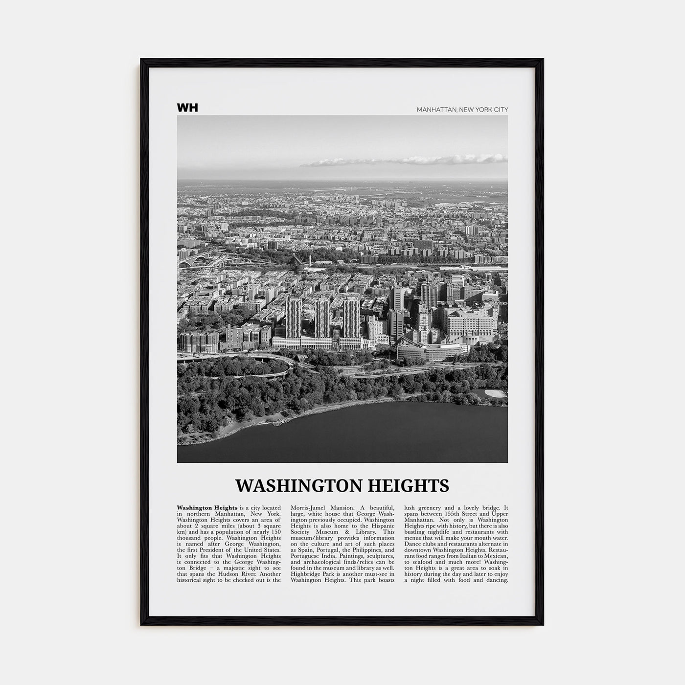 Washington Heights Travel B&W Poster