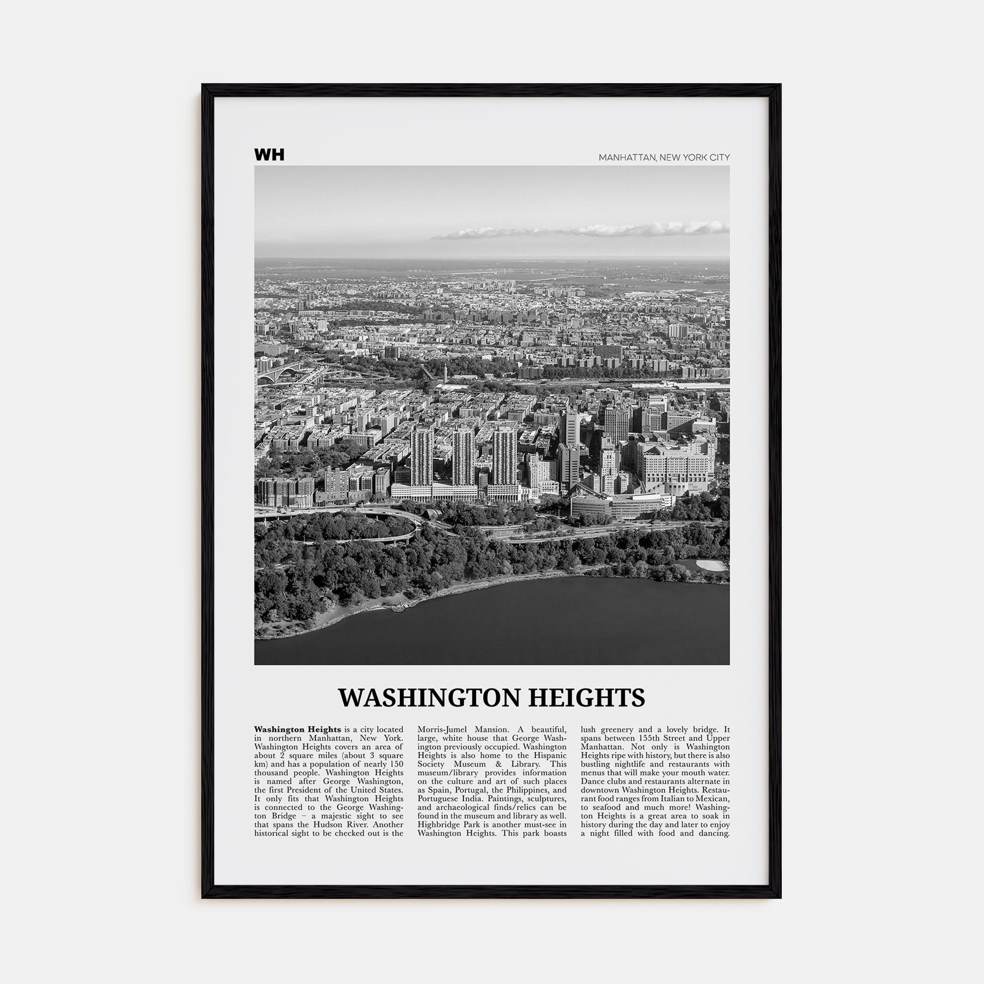 Washington Heights Travel B&W Poster