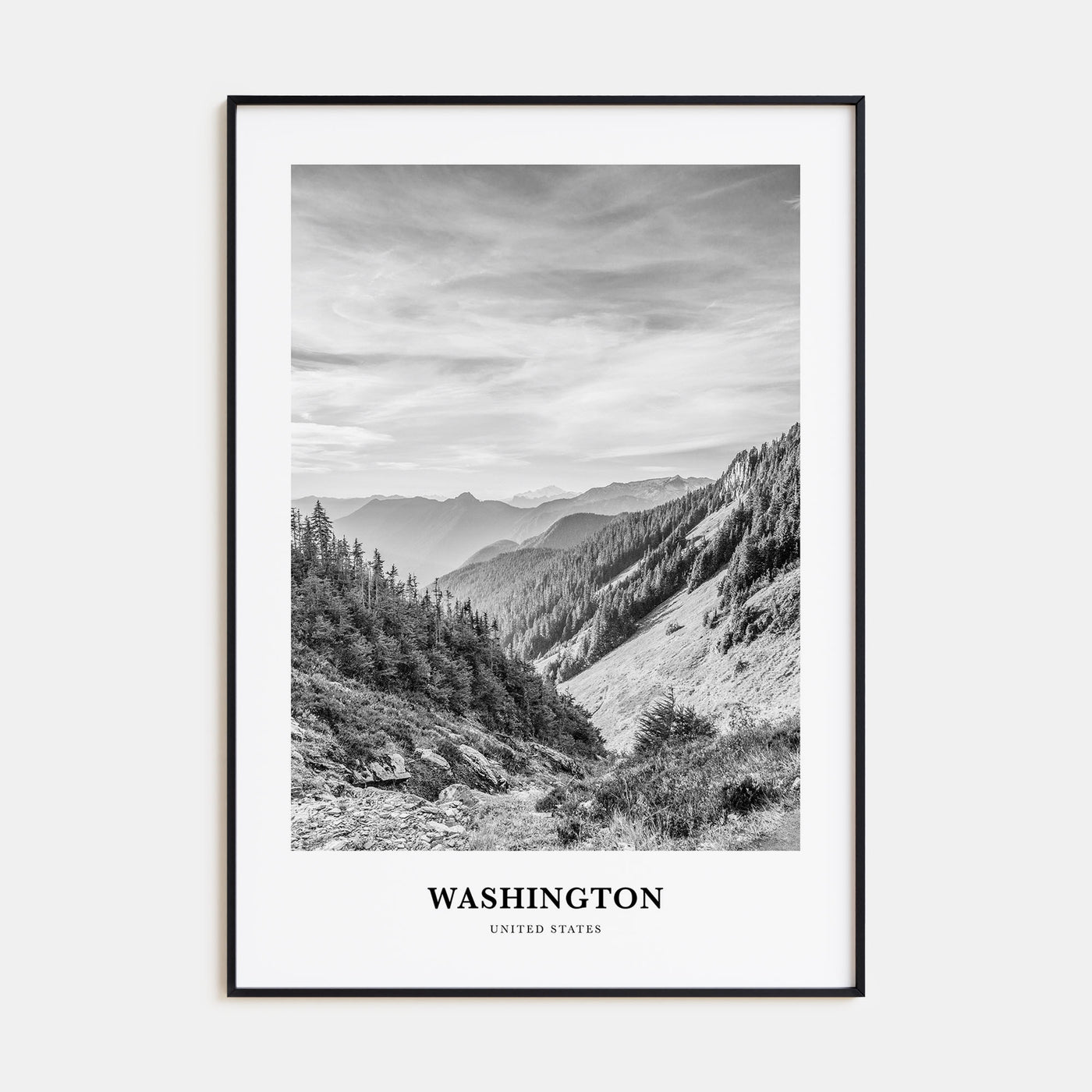 Washington (State) Portrait B&W No 1 Poster