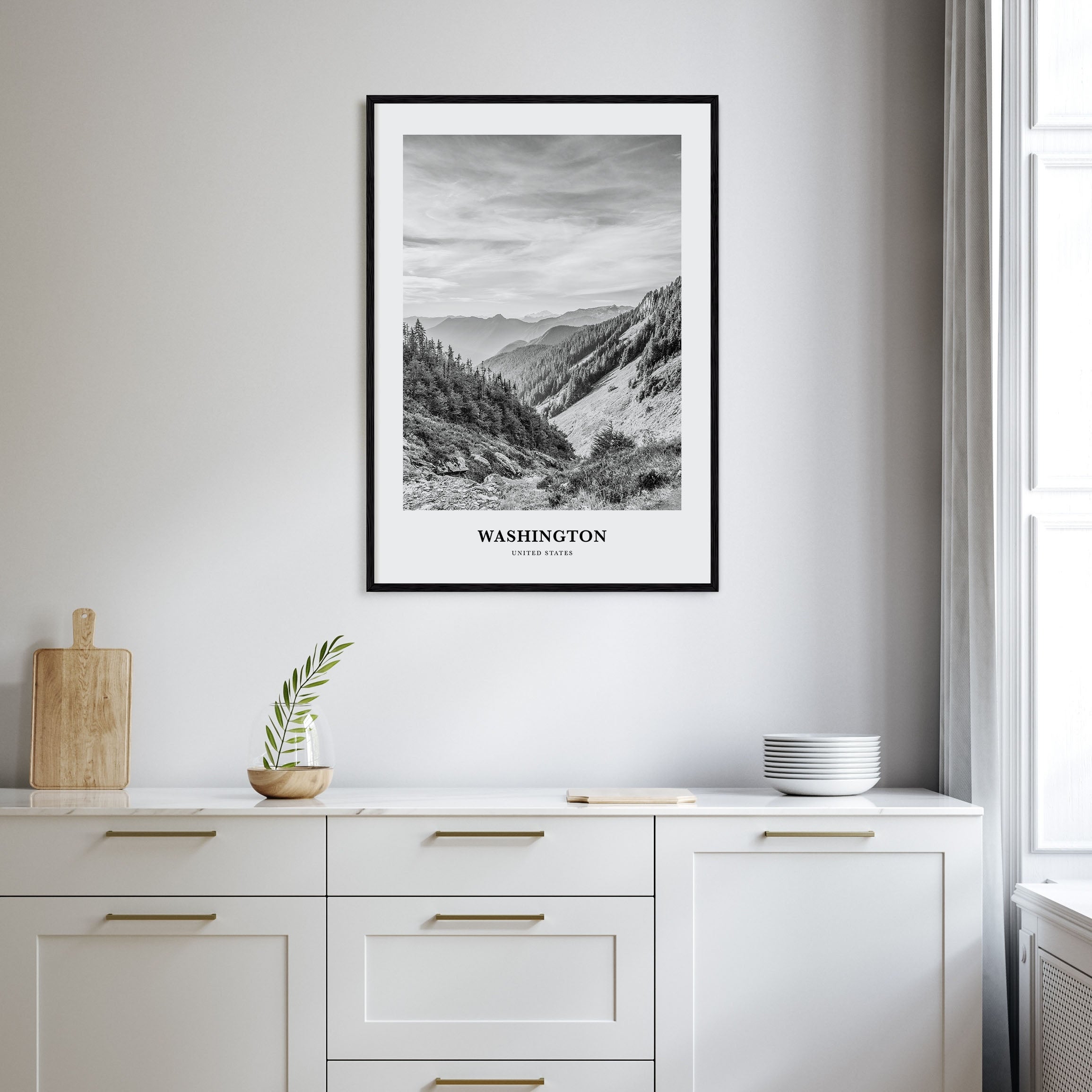 Washington (State) Portrait B&W No 1 Poster