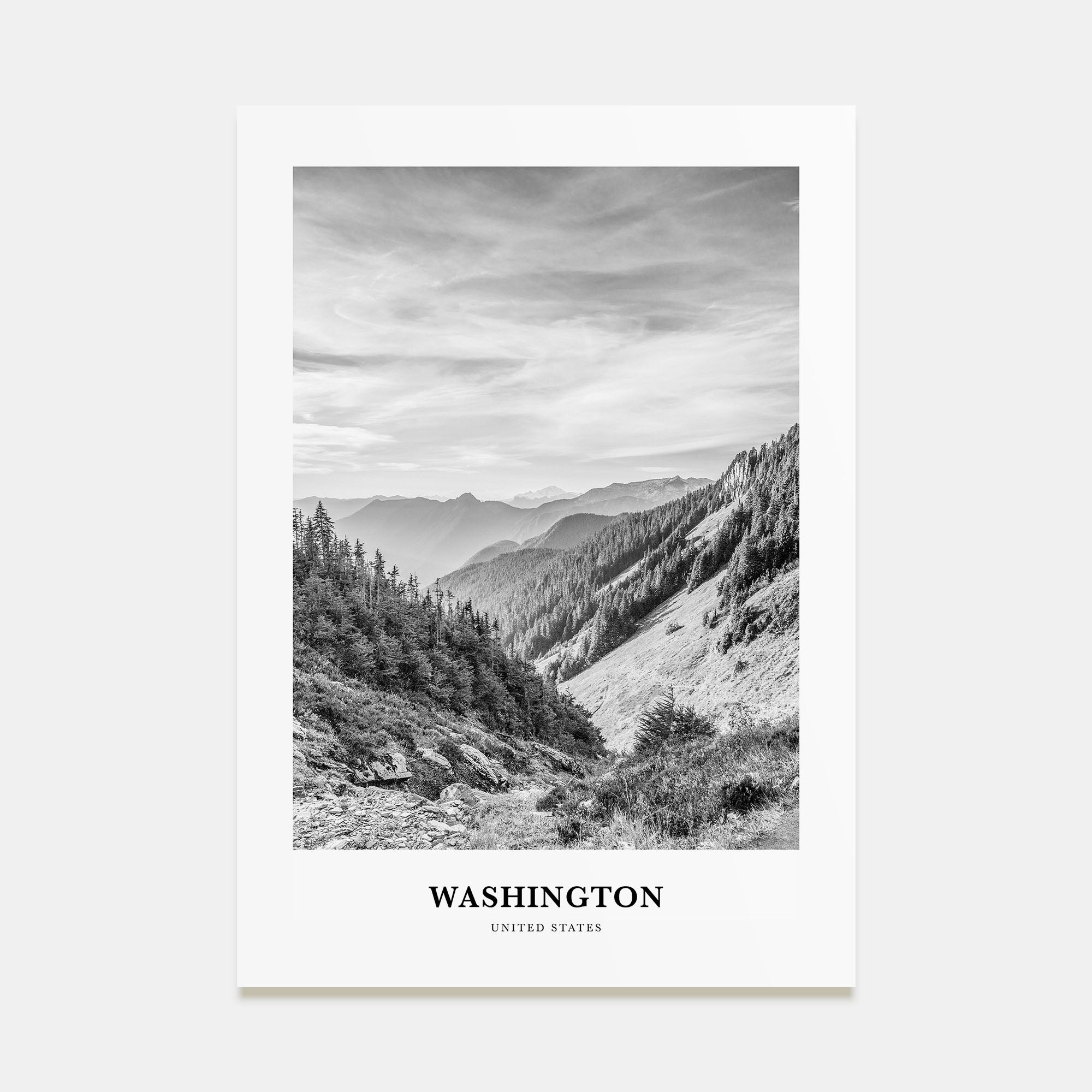 Washington (State) Portrait B&W No 1 Poster