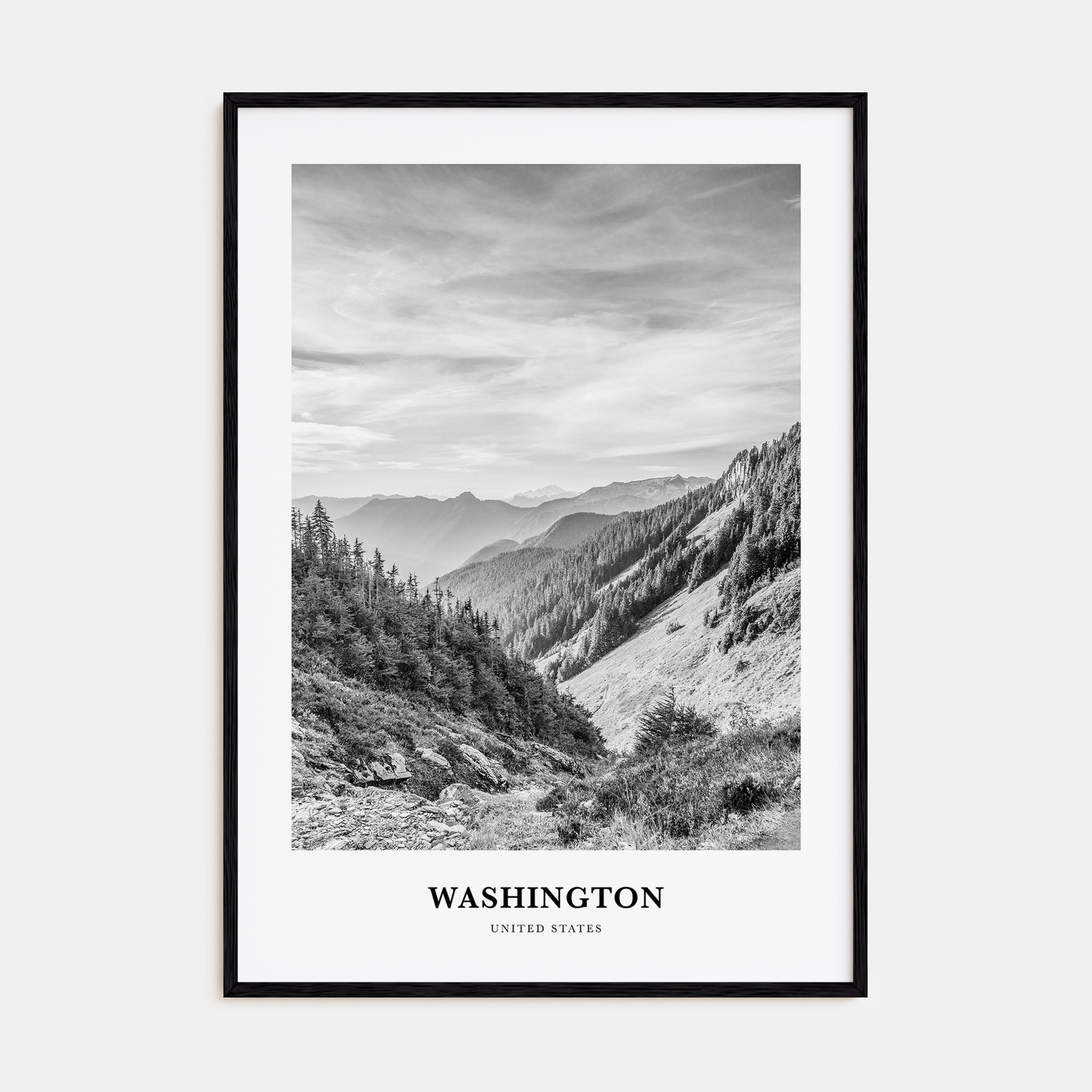 Washington (State) Portrait B&W No 1 Poster