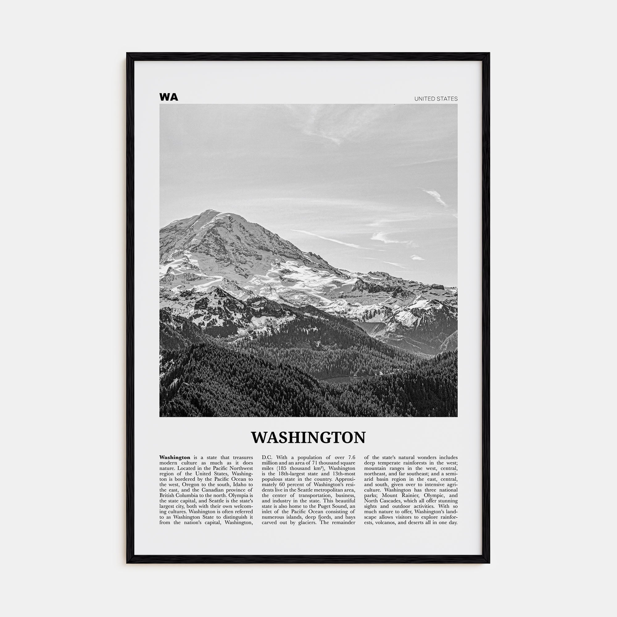 Washington (State) Travel B&W No 1 Poster