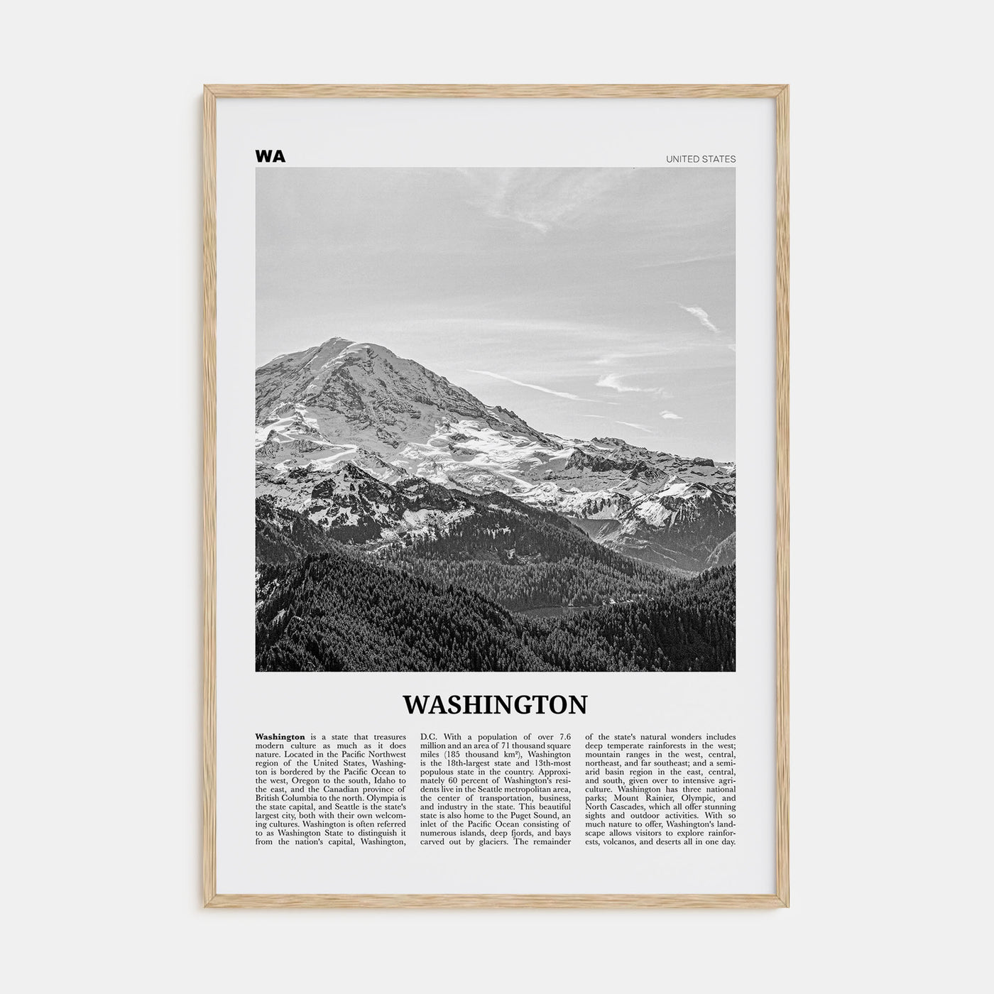 Washington (State) Travel B&W No 1 Poster
