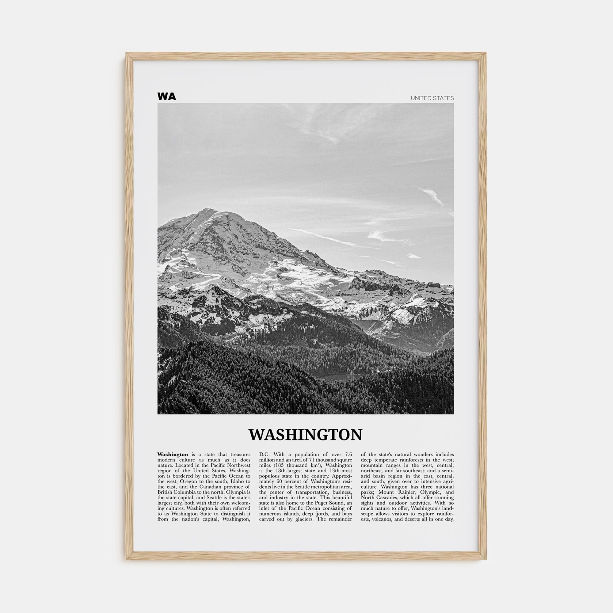 Washington (State) Travel B&W No 1 Poster