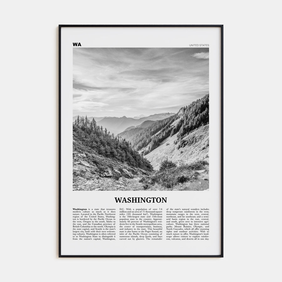 Washington (State) Travel B&W No 2 Poster