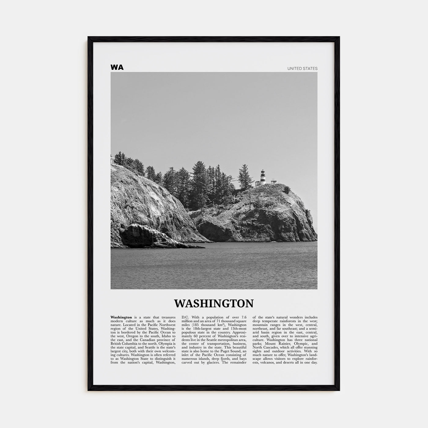 Washington (State) Travel B&W No 3 Poster