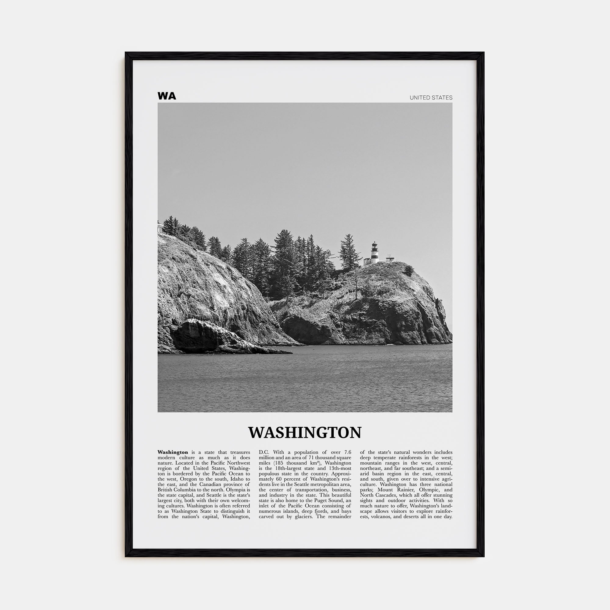 Washington (State) Travel B&W No 3 Poster
