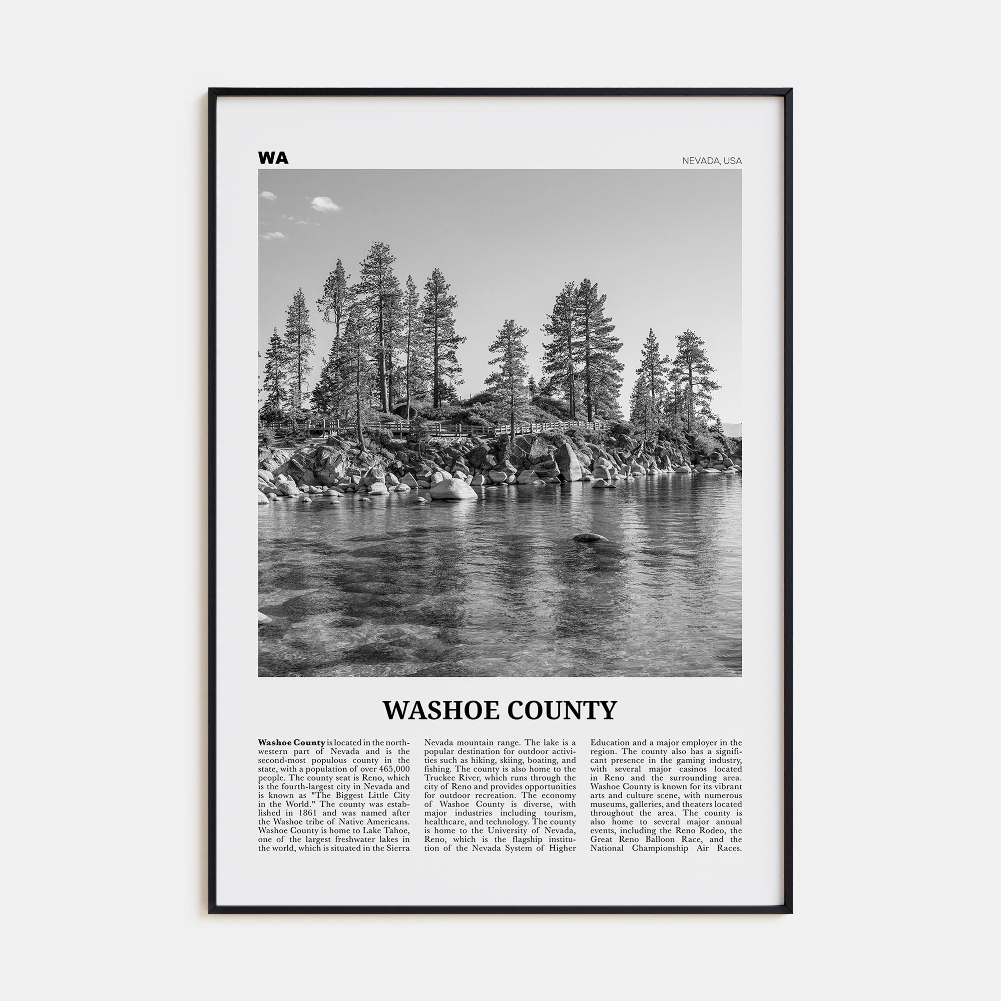 Washoe County Travel B&W Poster