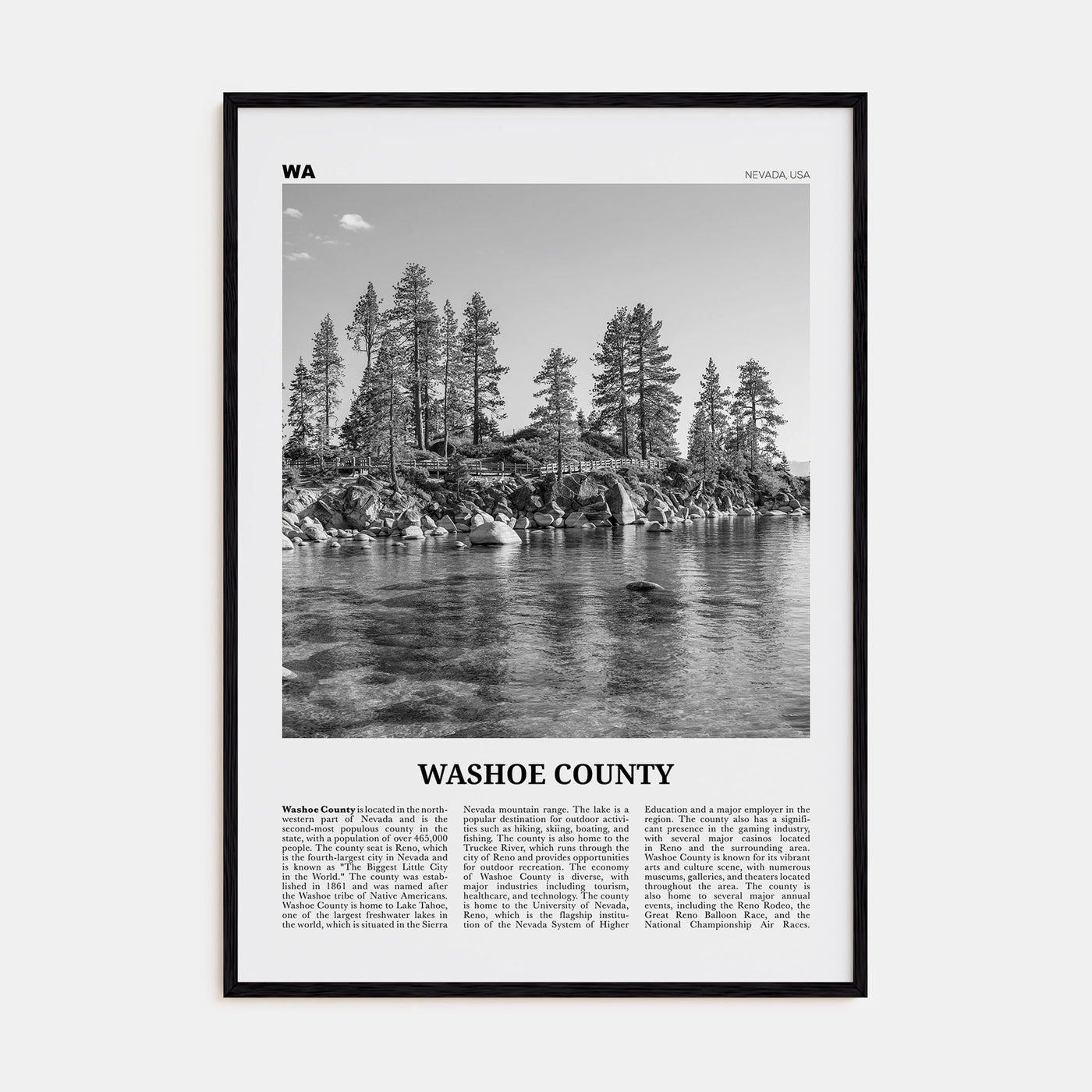 Washoe County Travel B&W Poster