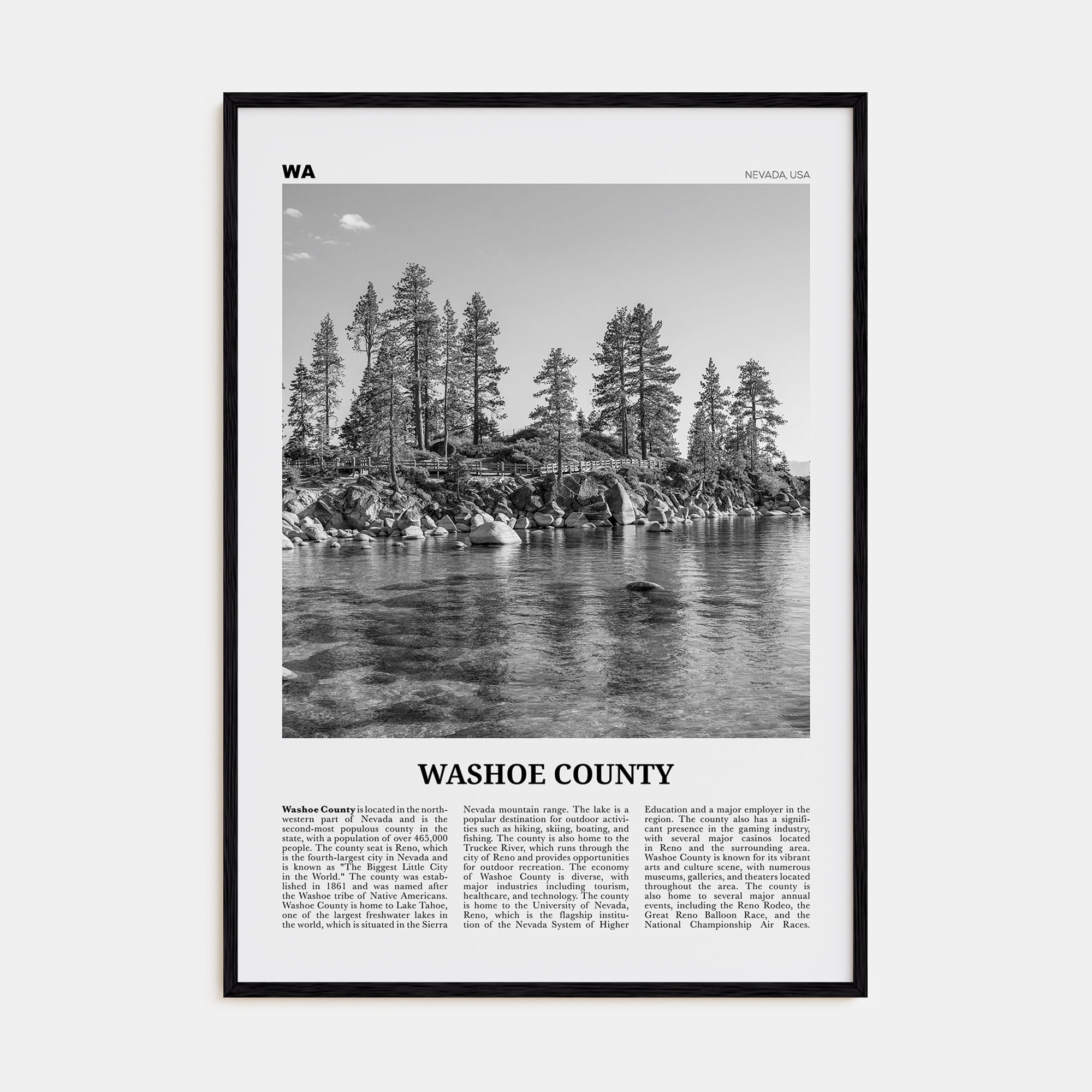 Washoe County Travel B&W Poster