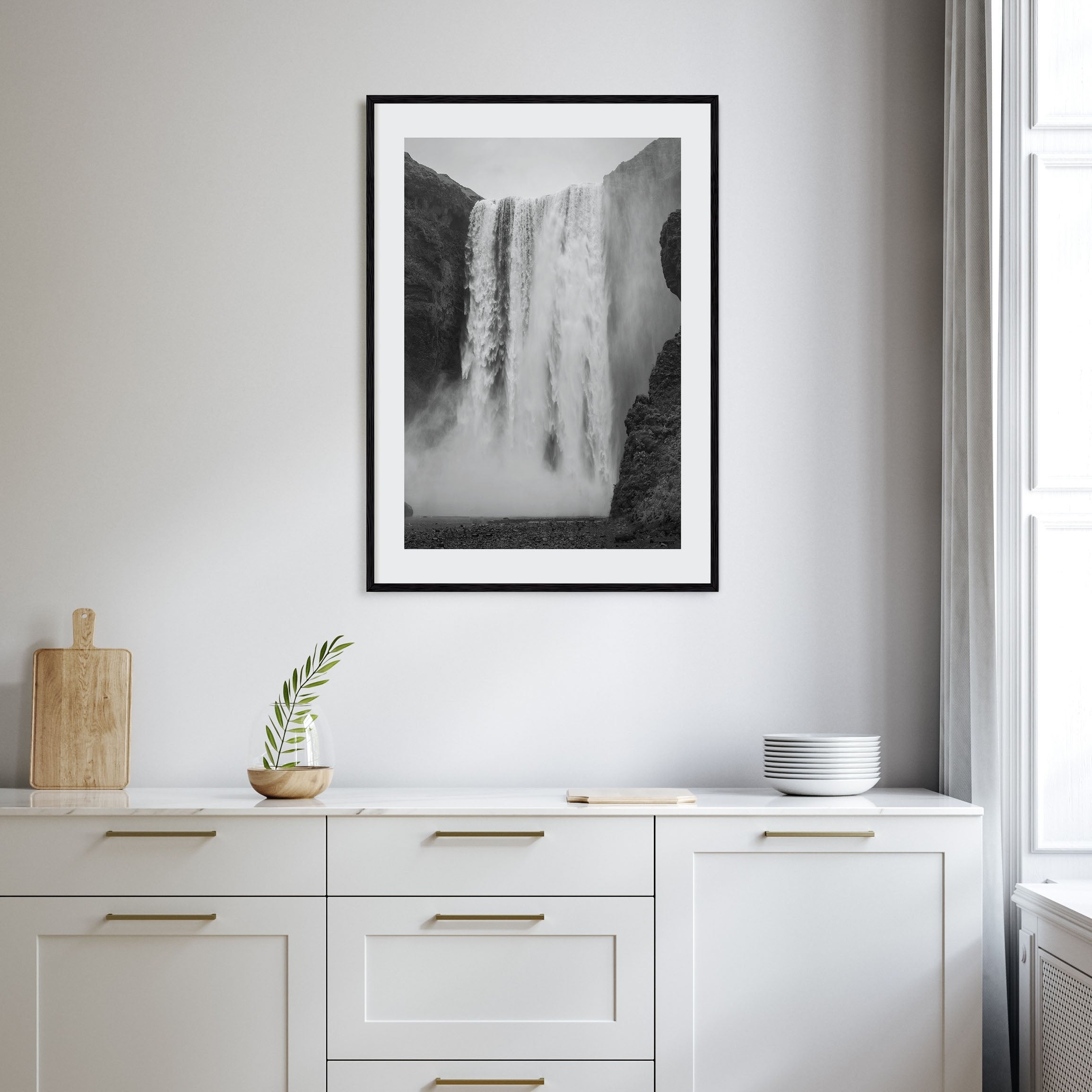 Waterfall Photo B&W No 1 Poster