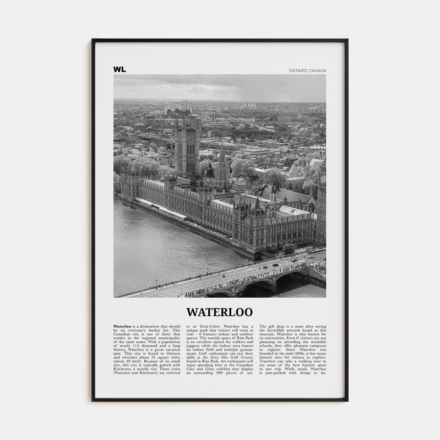 Waterloo Travel B&W Poster