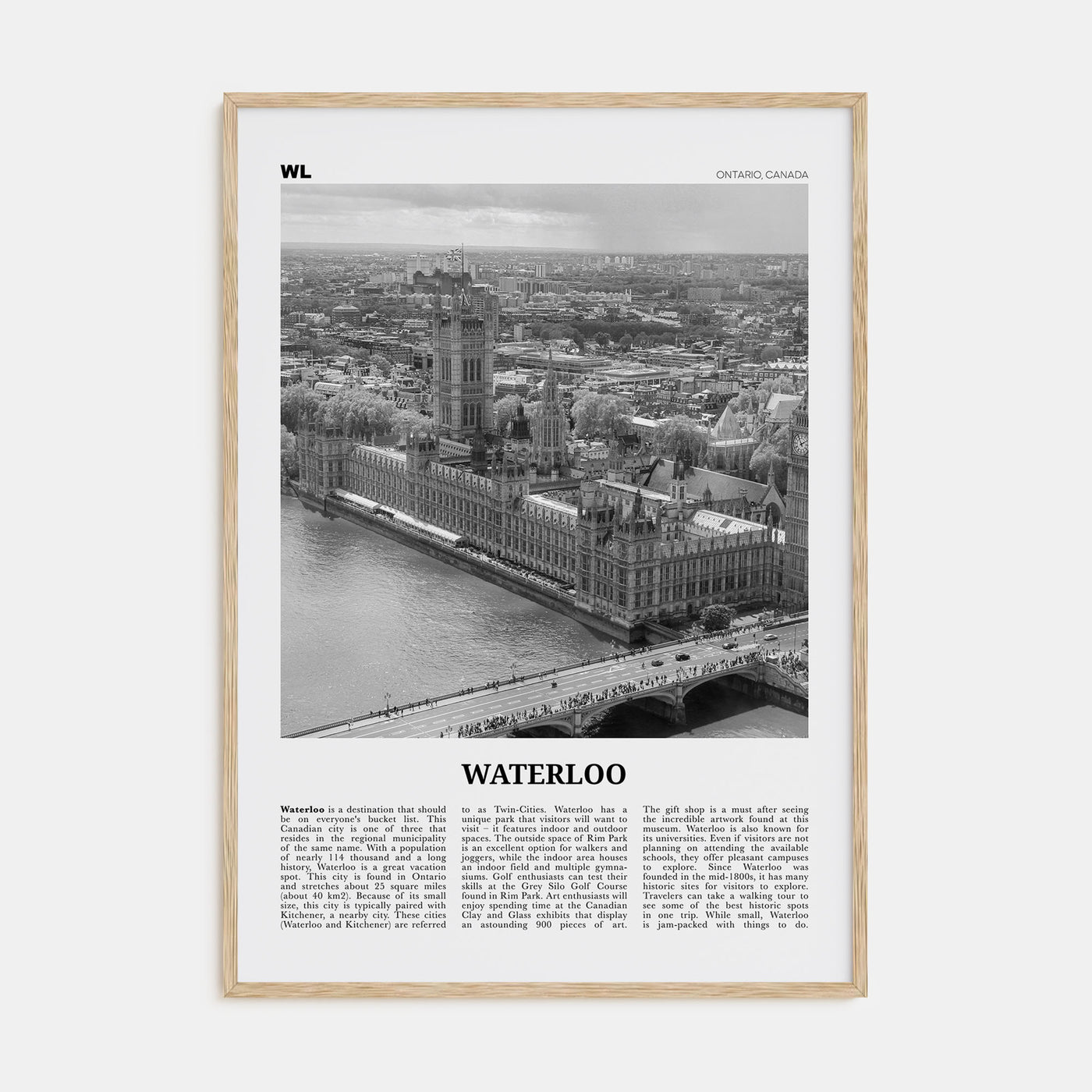 Waterloo Travel B&W Poster