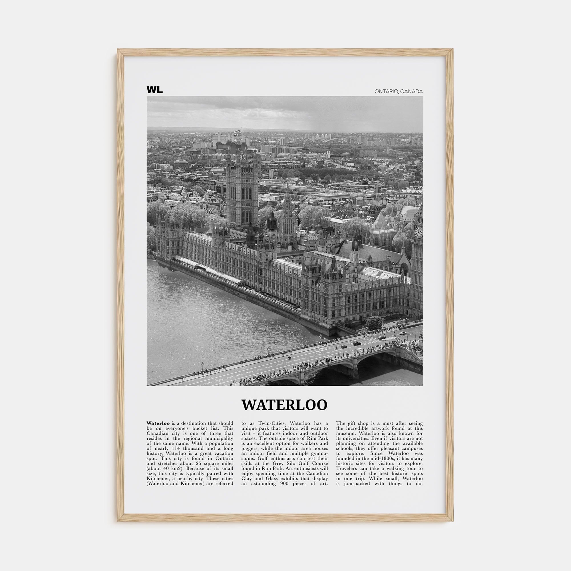 Waterloo Travel B&W Poster