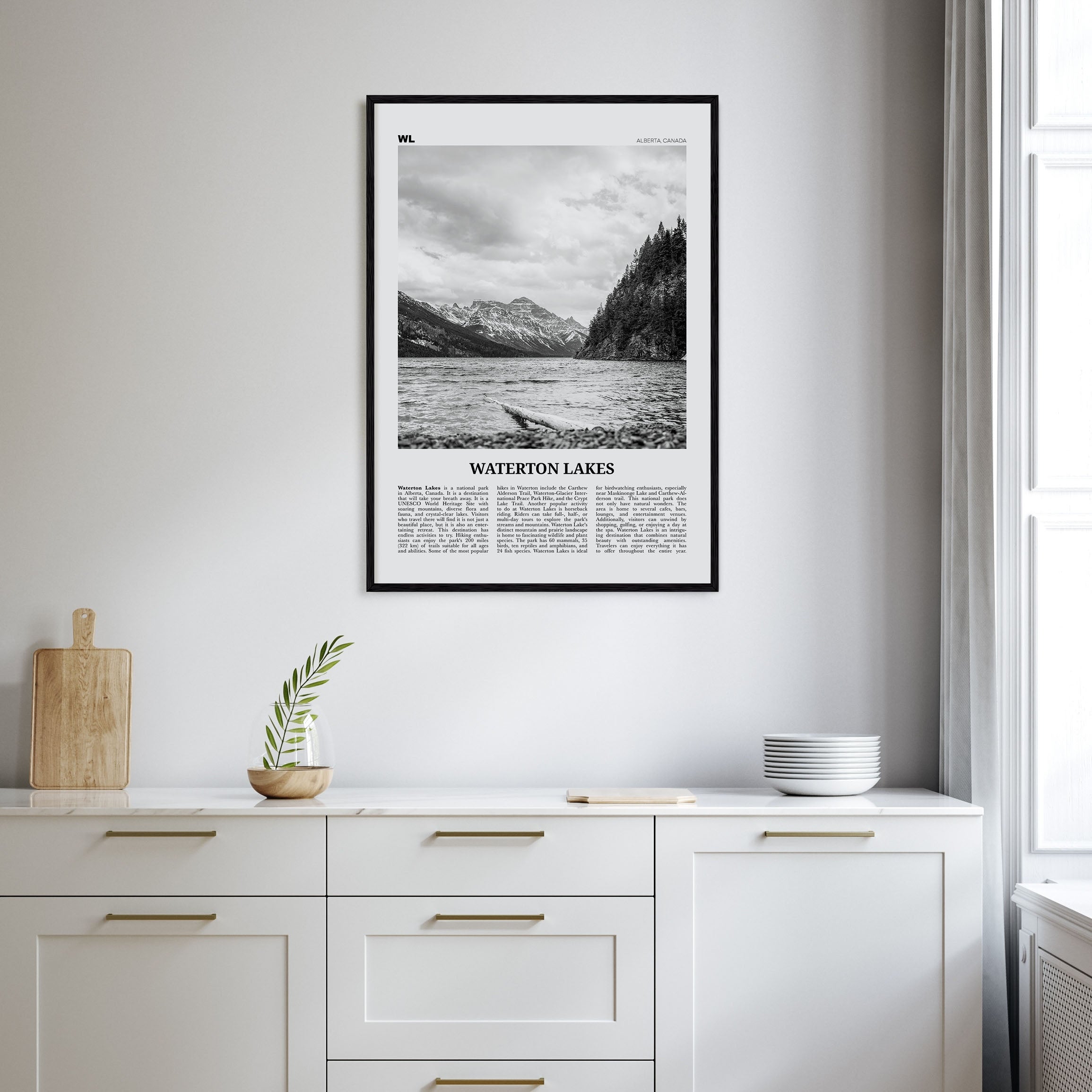 Waterton Lakes National Park Travel B&W Poster