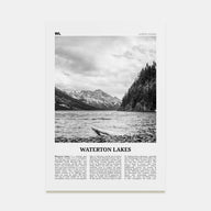 Waterton Lakes National Park Travel B&W Poster
