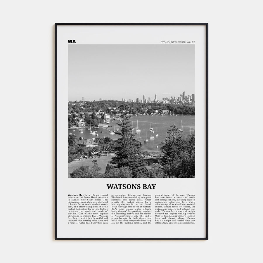Watsons Bay Travel B&W Poster