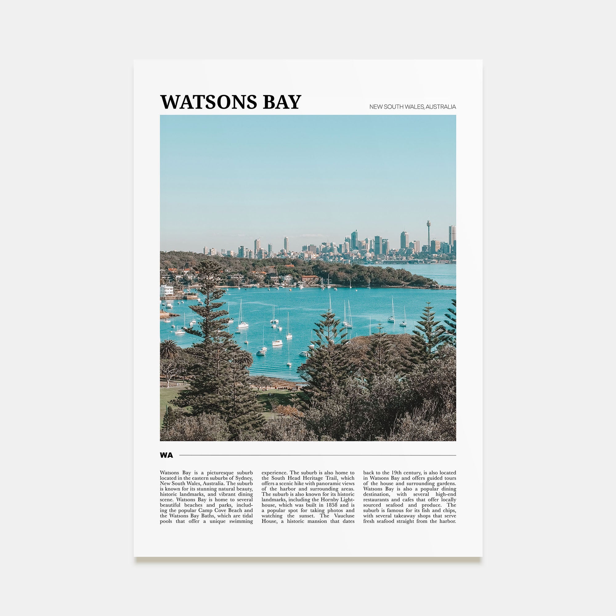 Watsons Bay Travel Color Poster