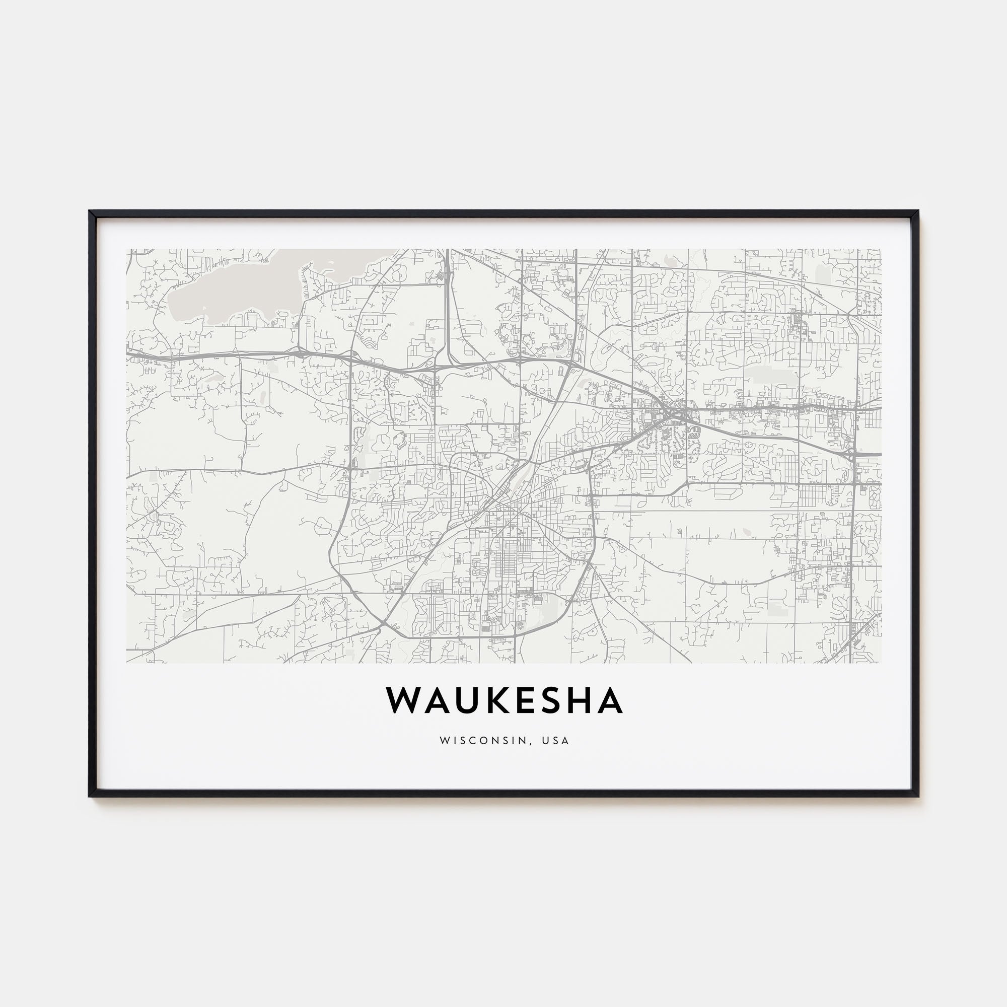 Waukesha Map Landscape Poster