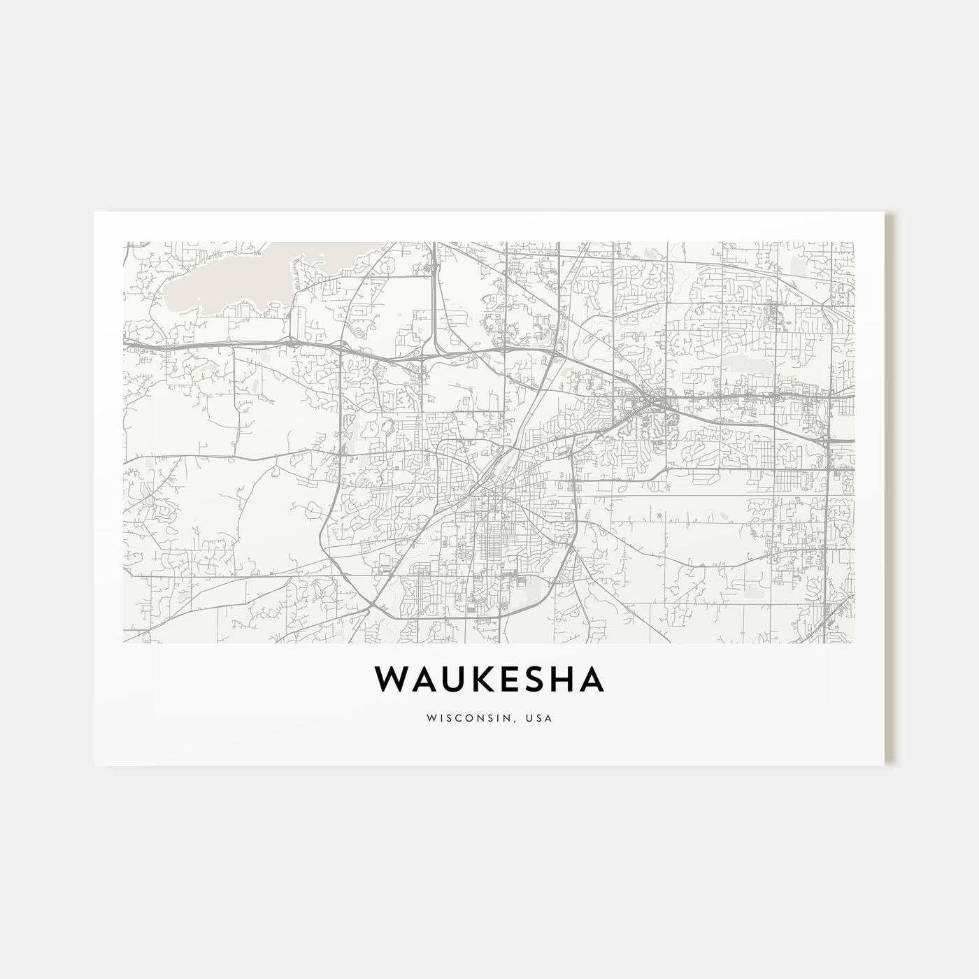 Waukesha Map Landscape Poster