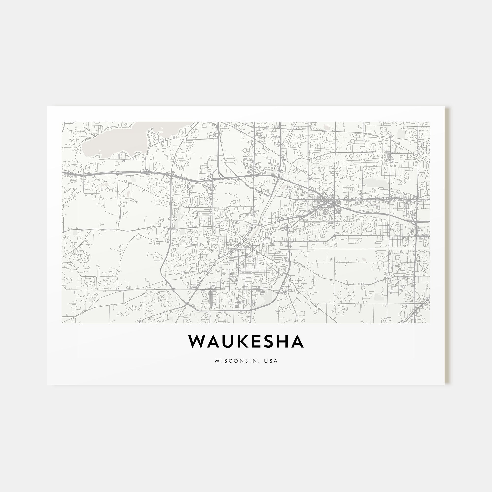 Waukesha Map Landscape Poster
