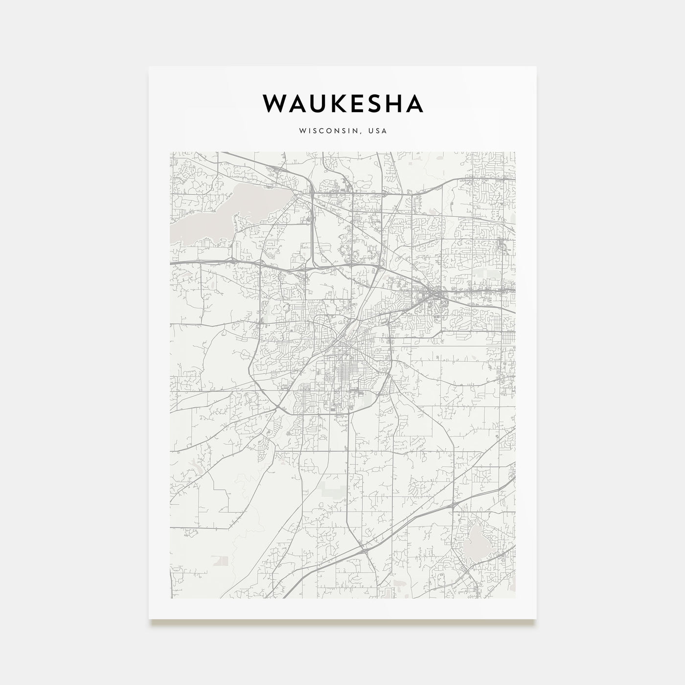 Waukesha Map Portrait Poster