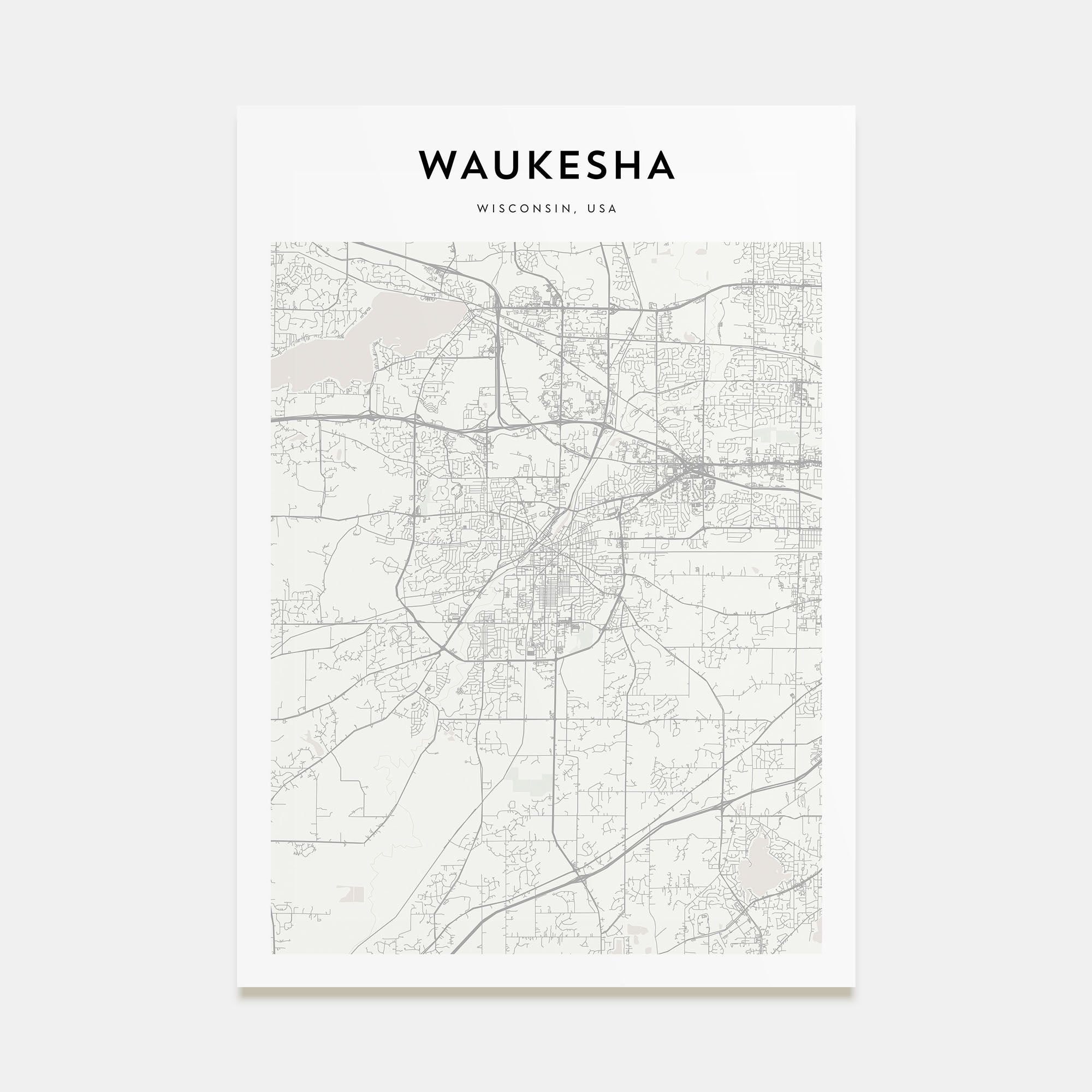 Waukesha Map Portrait Poster