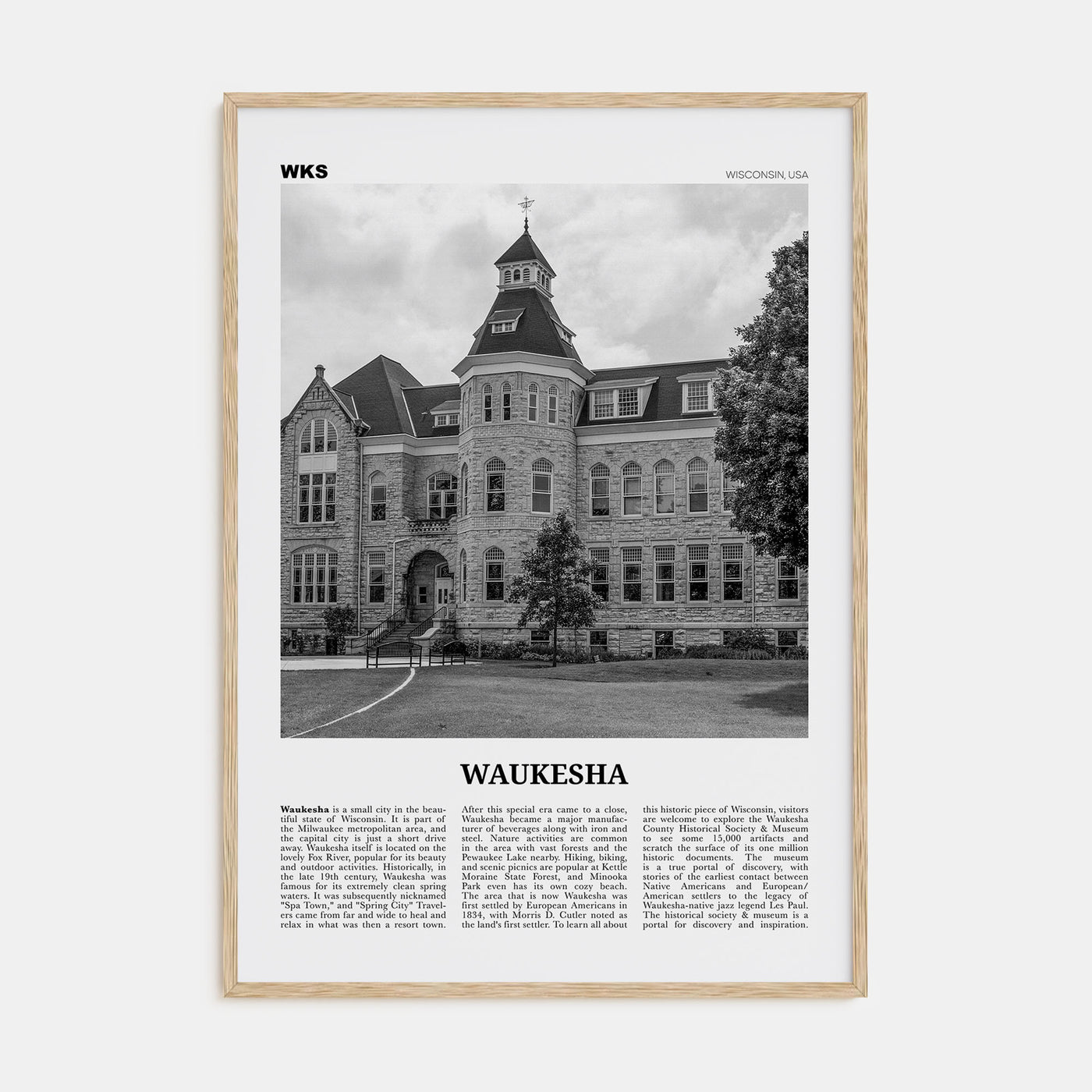 Waukesha Travel B&W Poster