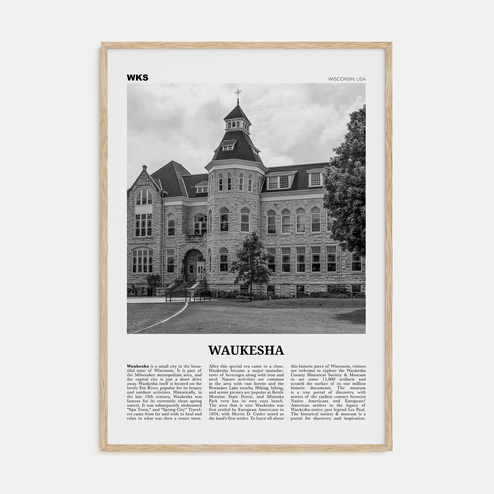 Waukesha Travel B&W Poster