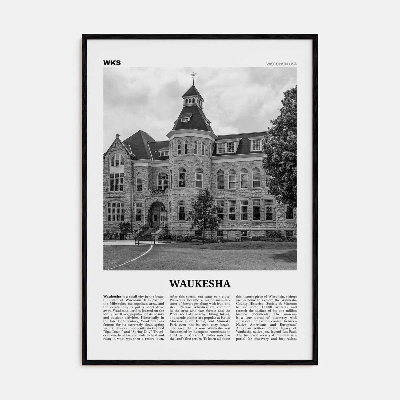 Waukesha Travel B&W Poster