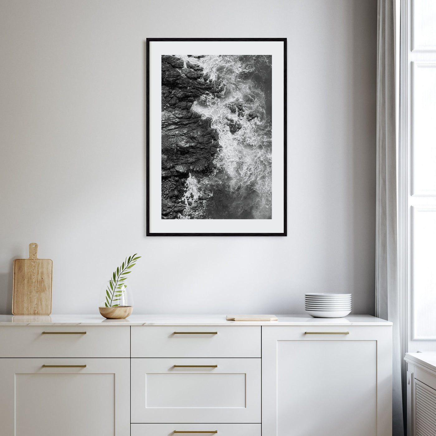 Waves Crashing Photo B&W No 1 Poster