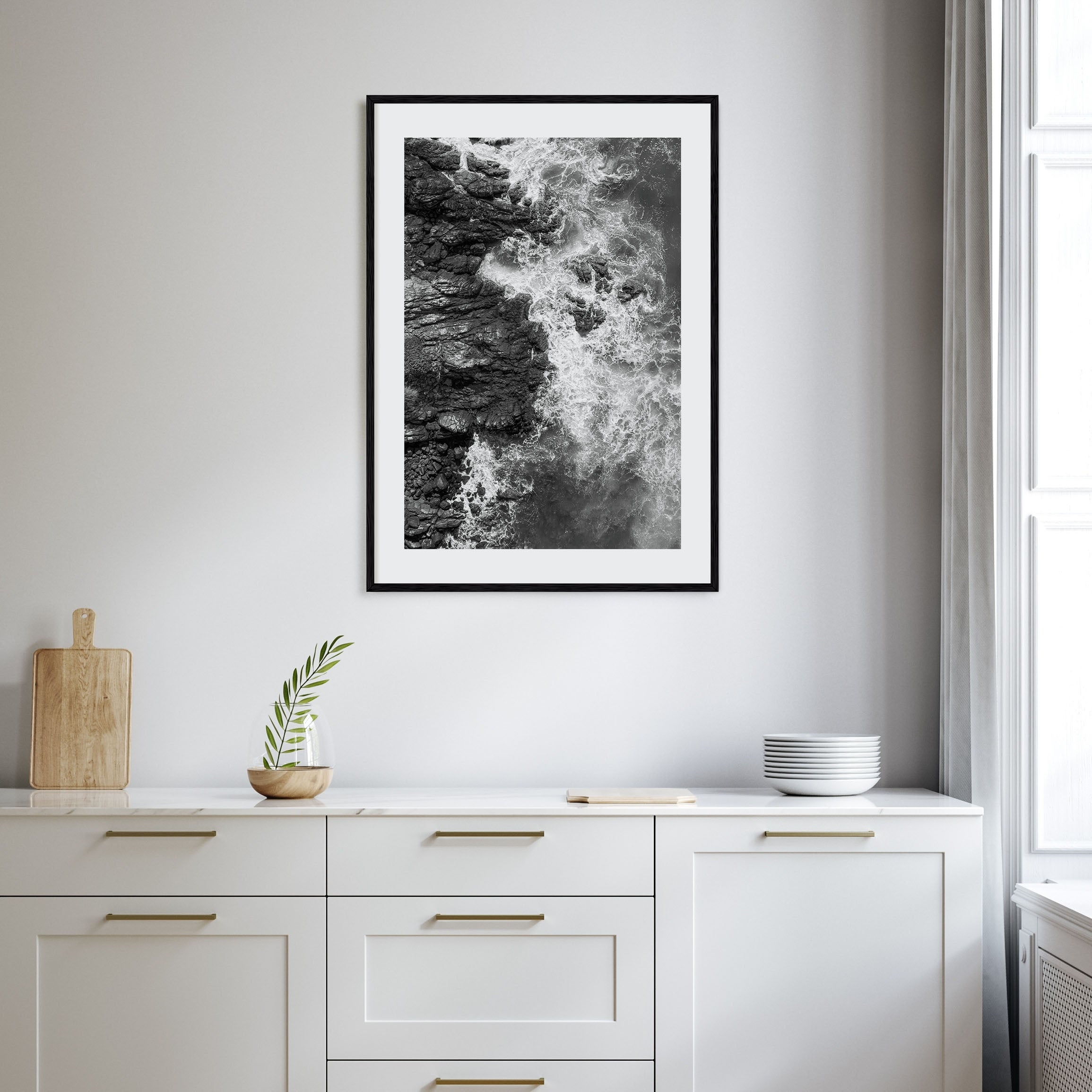 Waves Crashing Photo B&W No 1 Poster