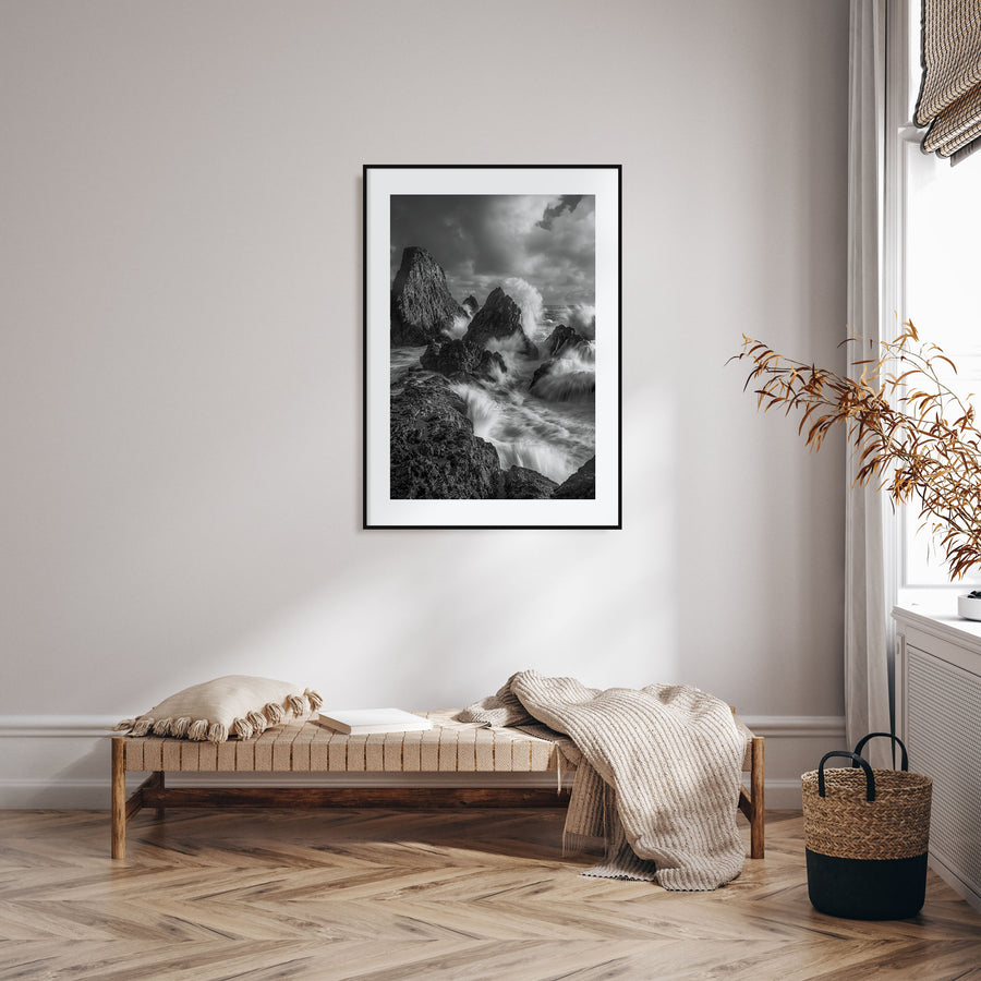 Waves Crashing Photo B&W No 2 Poster