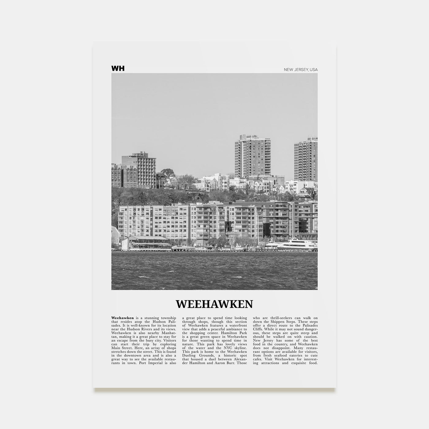 Weehawken Travel B&W Poster