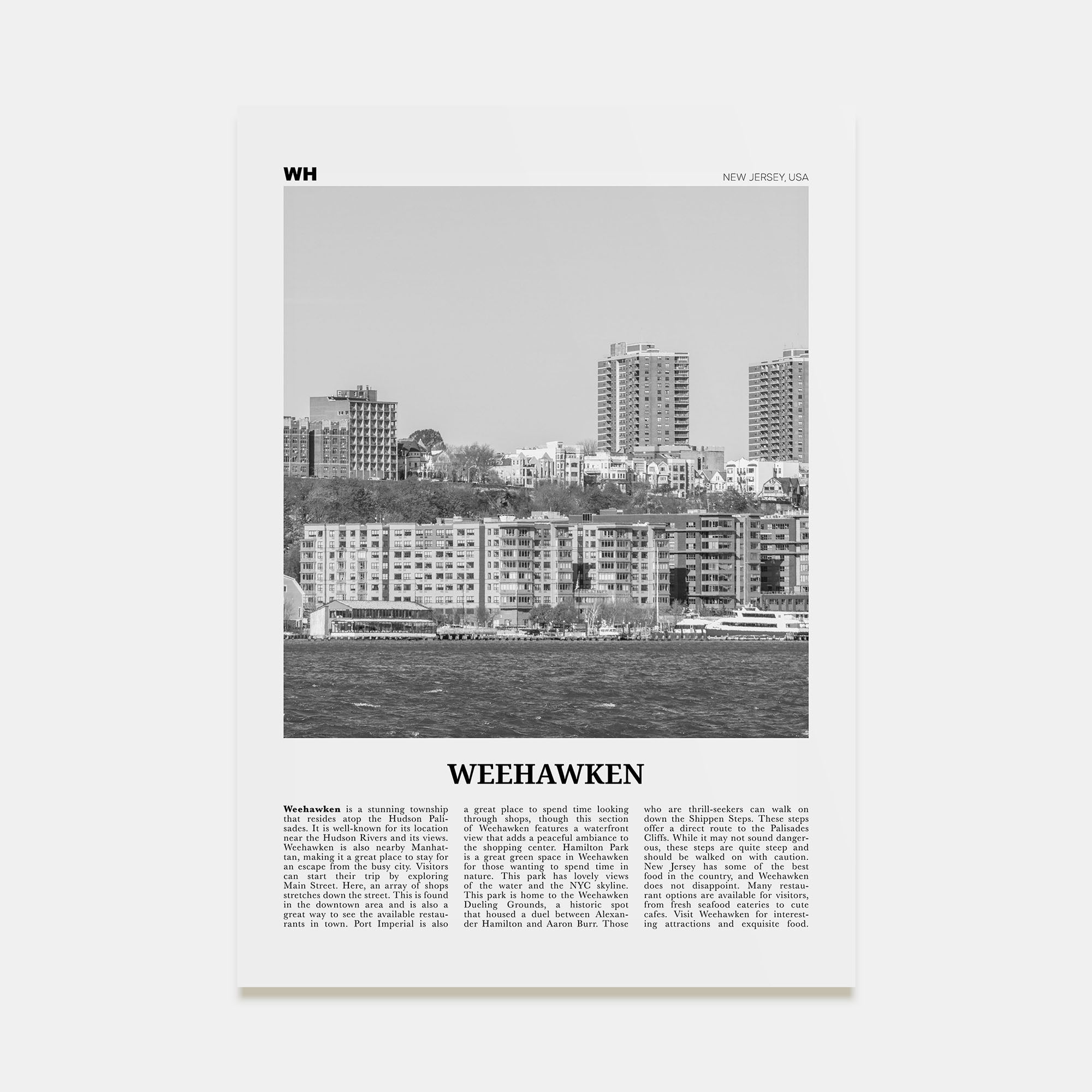 Weehawken Travel B&W Poster