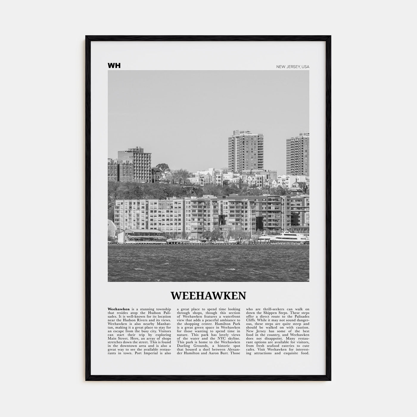 Weehawken Travel B&W Poster