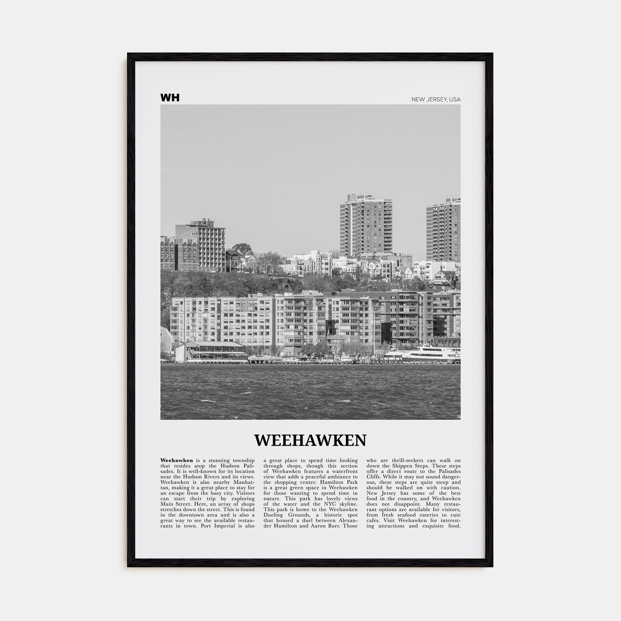 Weehawken Travel B&W Poster