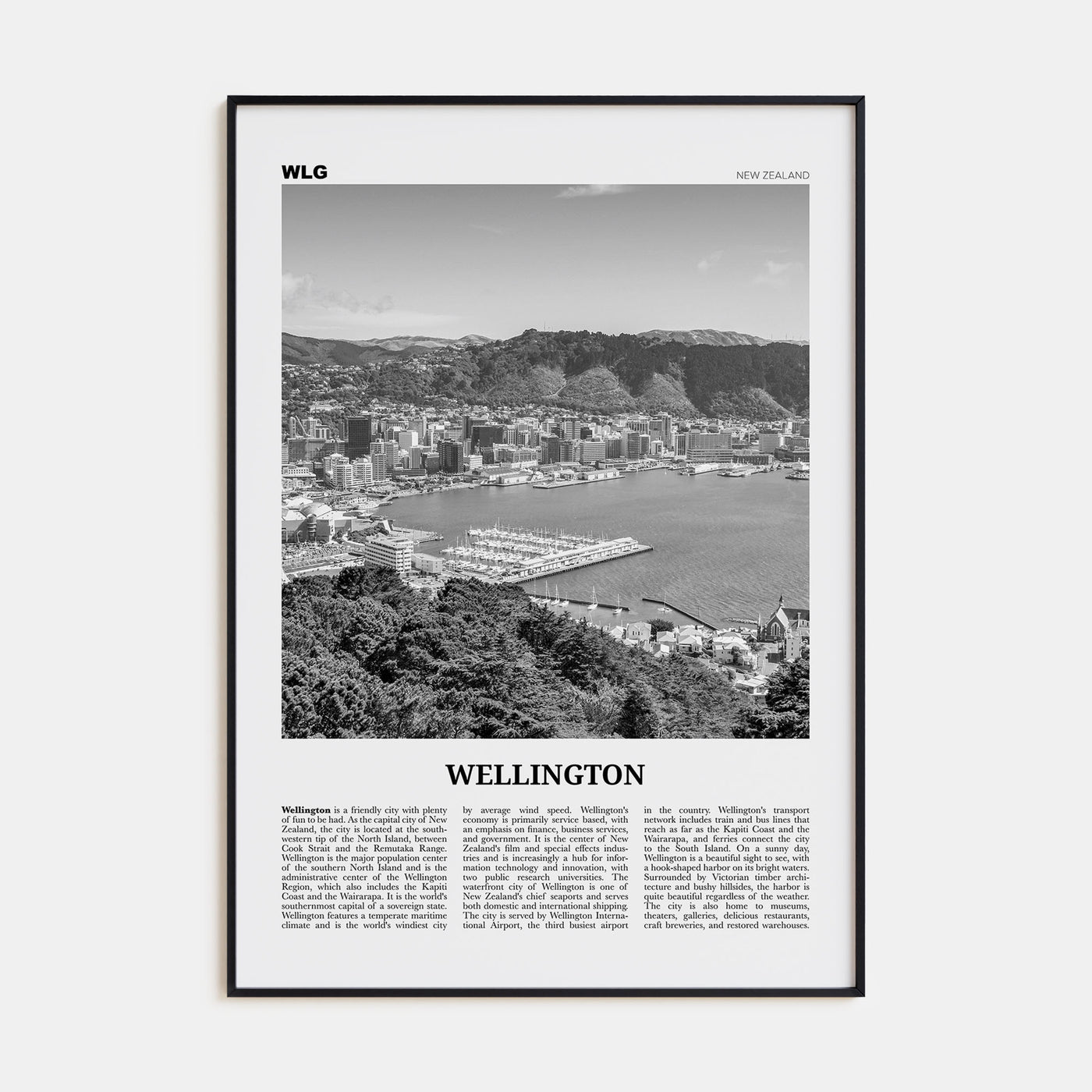 Wellington Travel B&W No 1 Poster