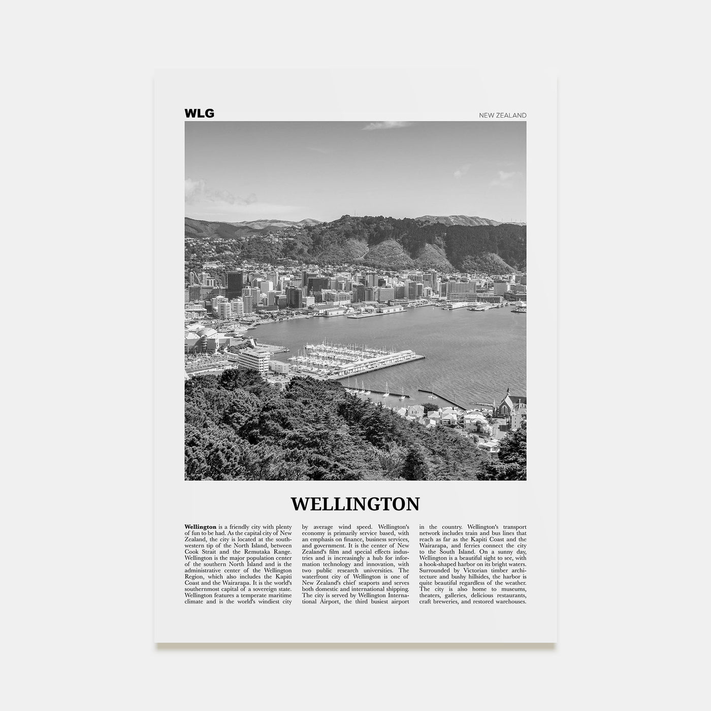 Wellington Travel B&W No 1 Poster