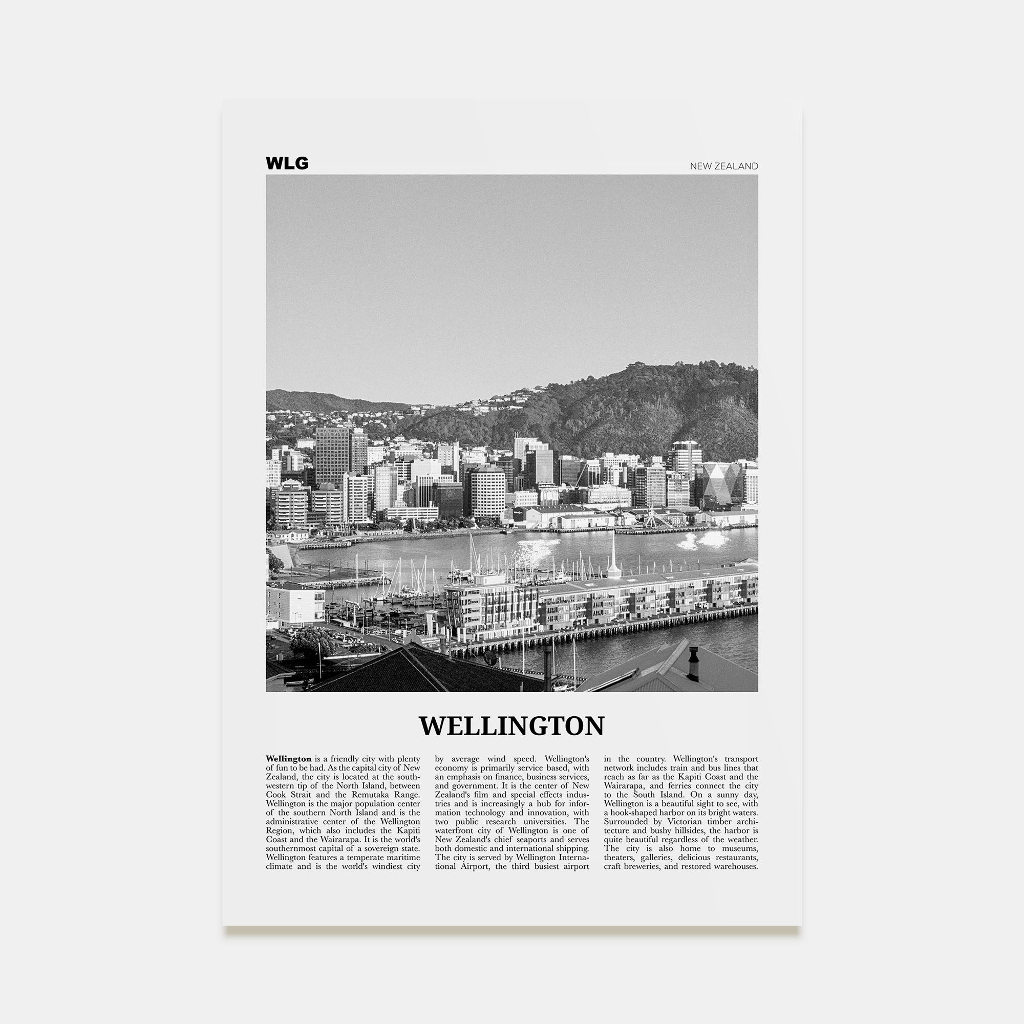 Wellington Travel B&W No 2 Poster