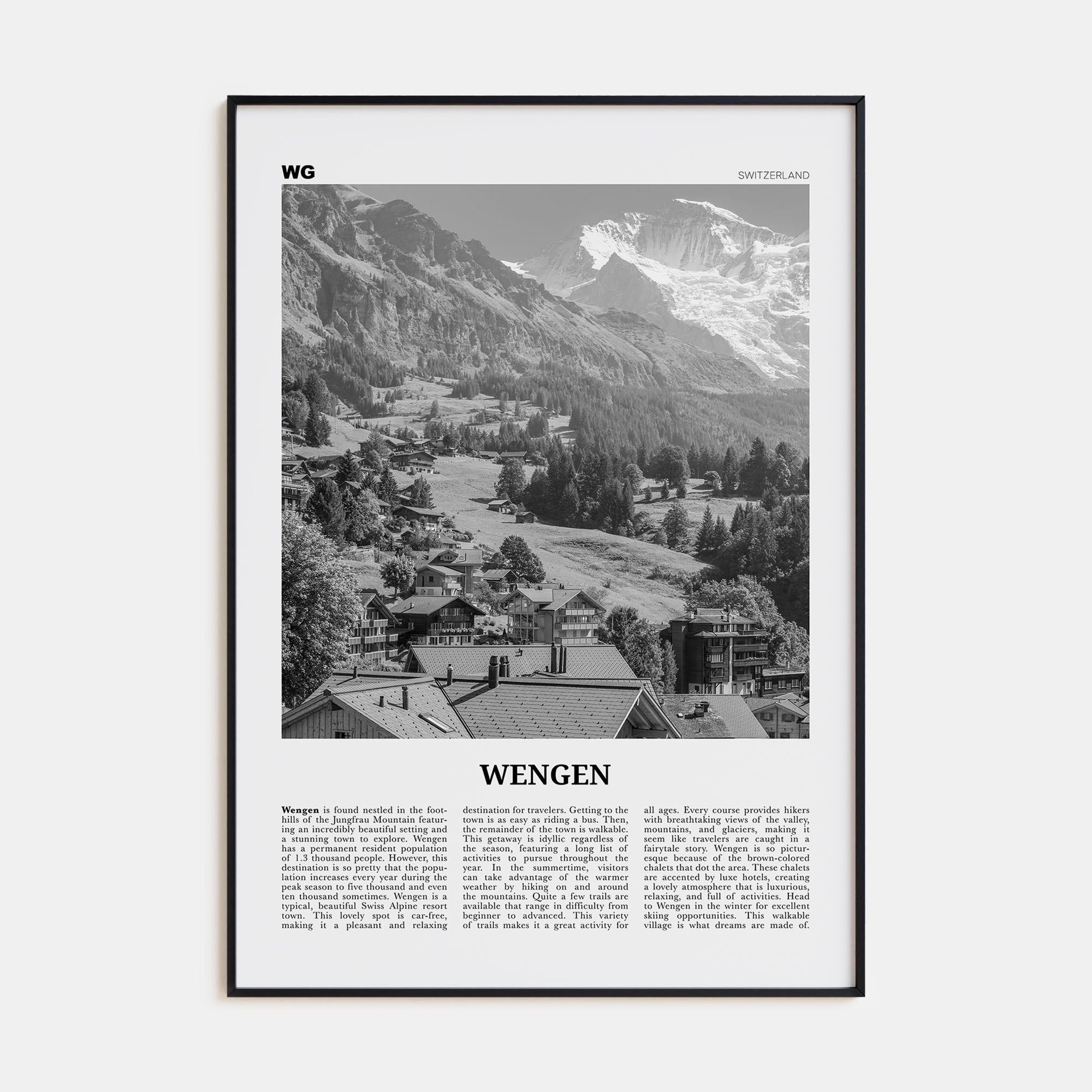 Wengen Travel B&W Poster