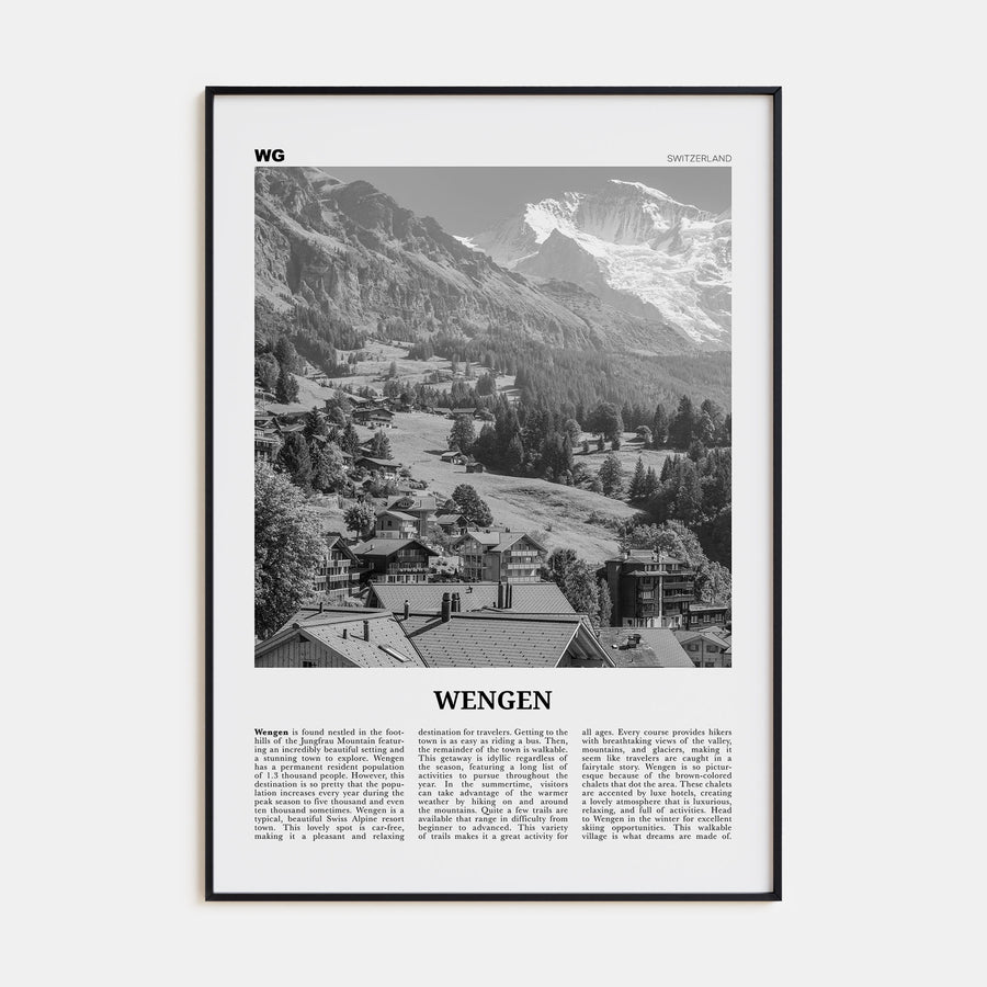 Wengen Travel B&W Poster
