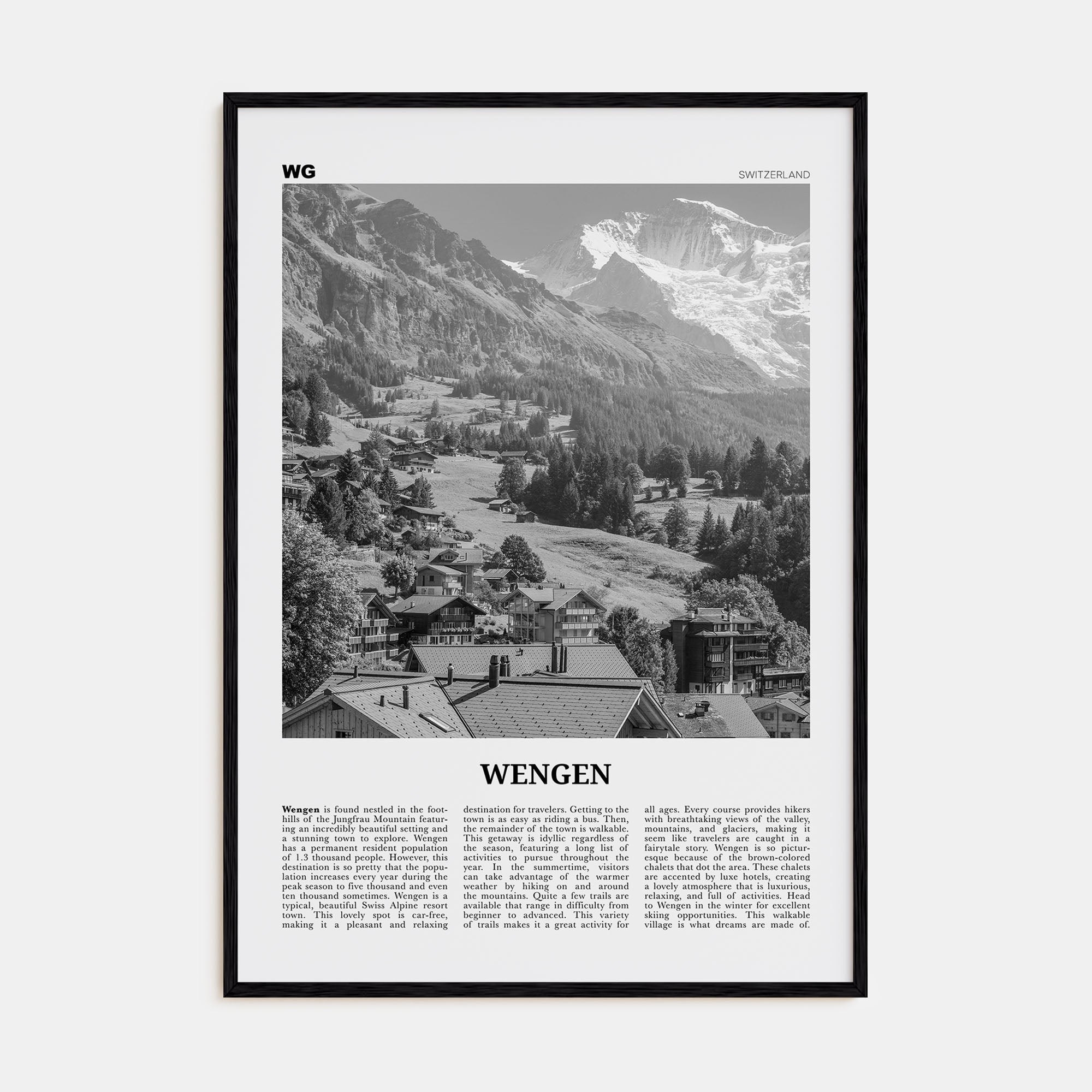 Wengen Travel B&W Poster