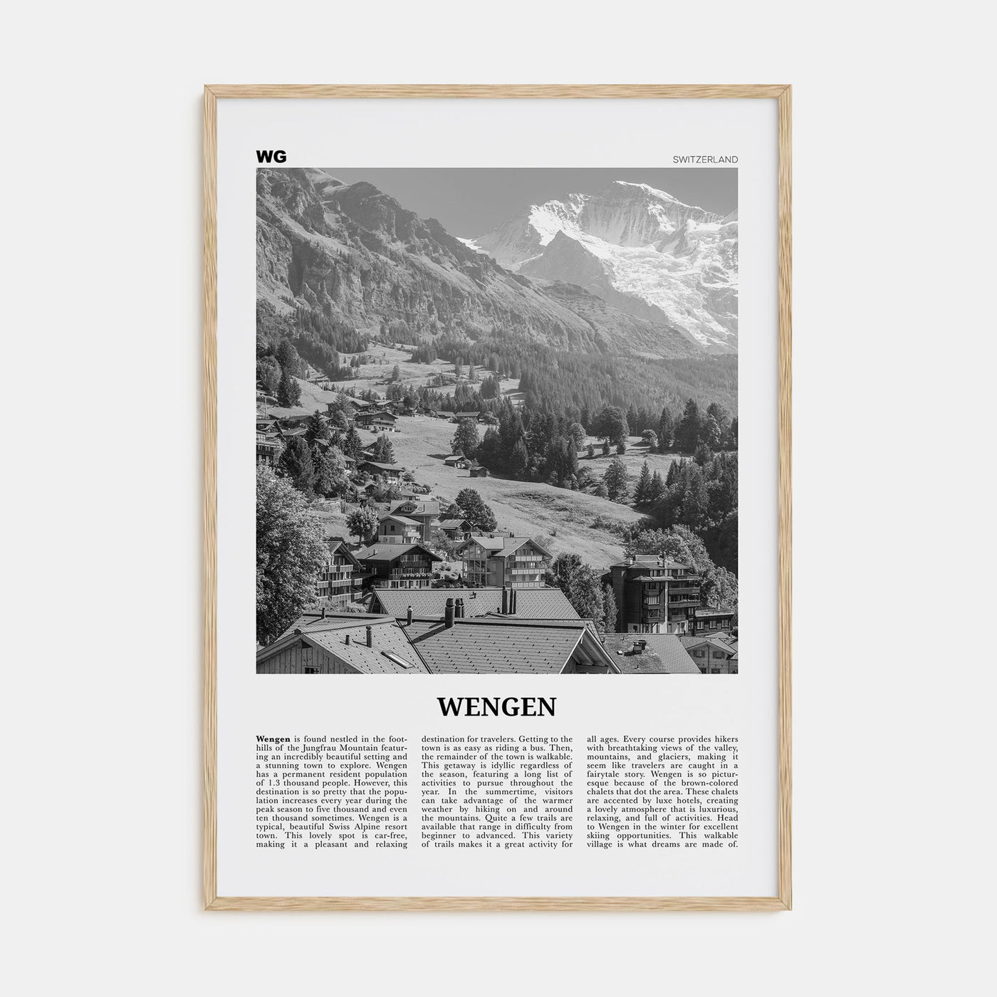 Wengen Travel B&W Poster
