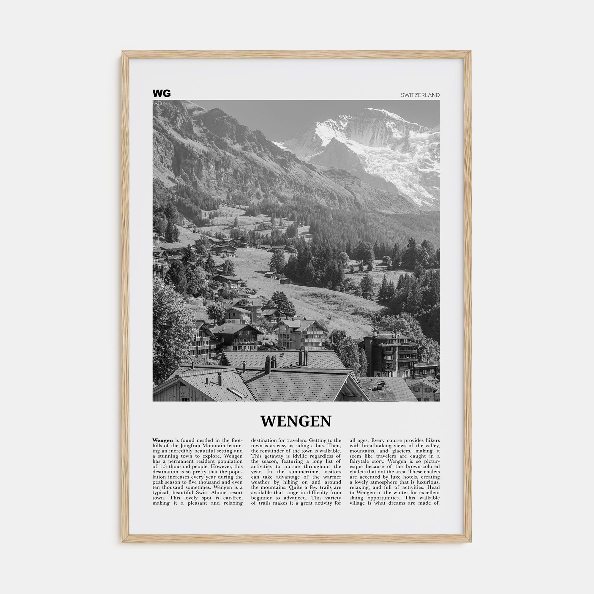 Wengen Travel B&W Poster