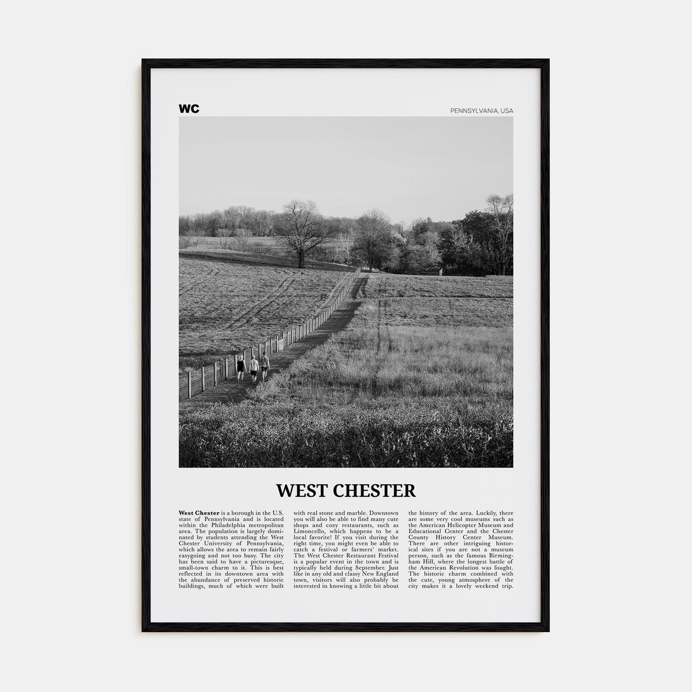 West Chester Travel B&W Poster